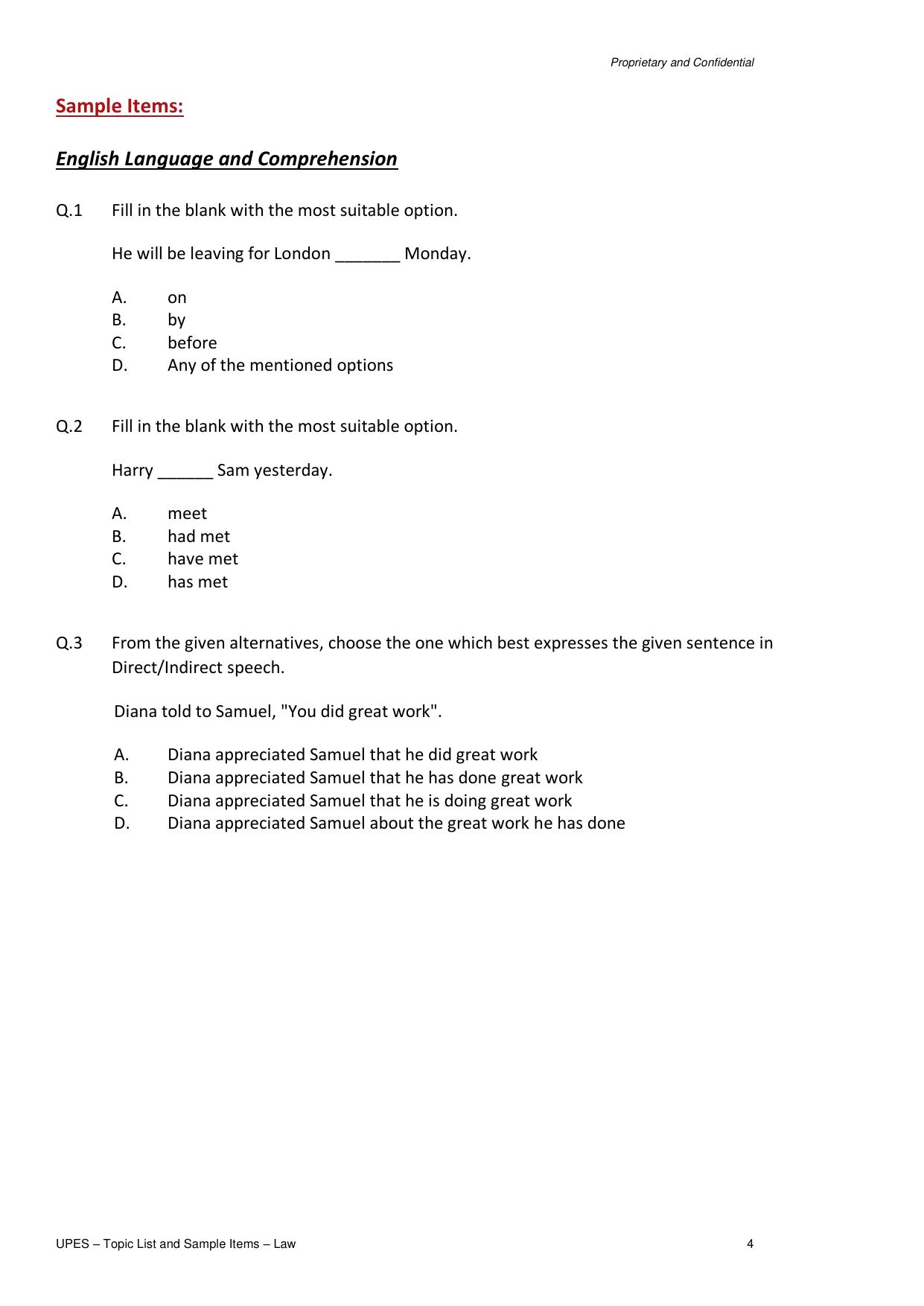 UPES Law Sample Papers - Page 4