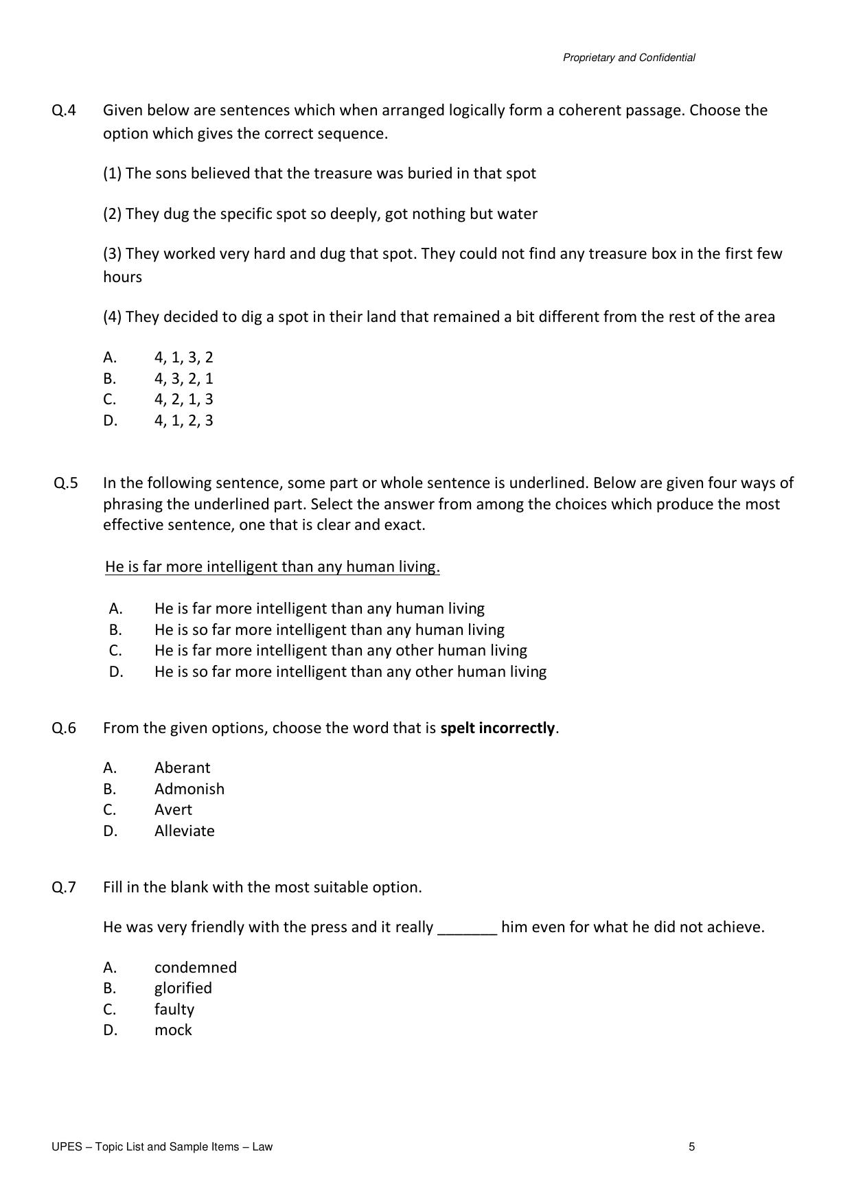 UPES Law Sample Papers - Page 5