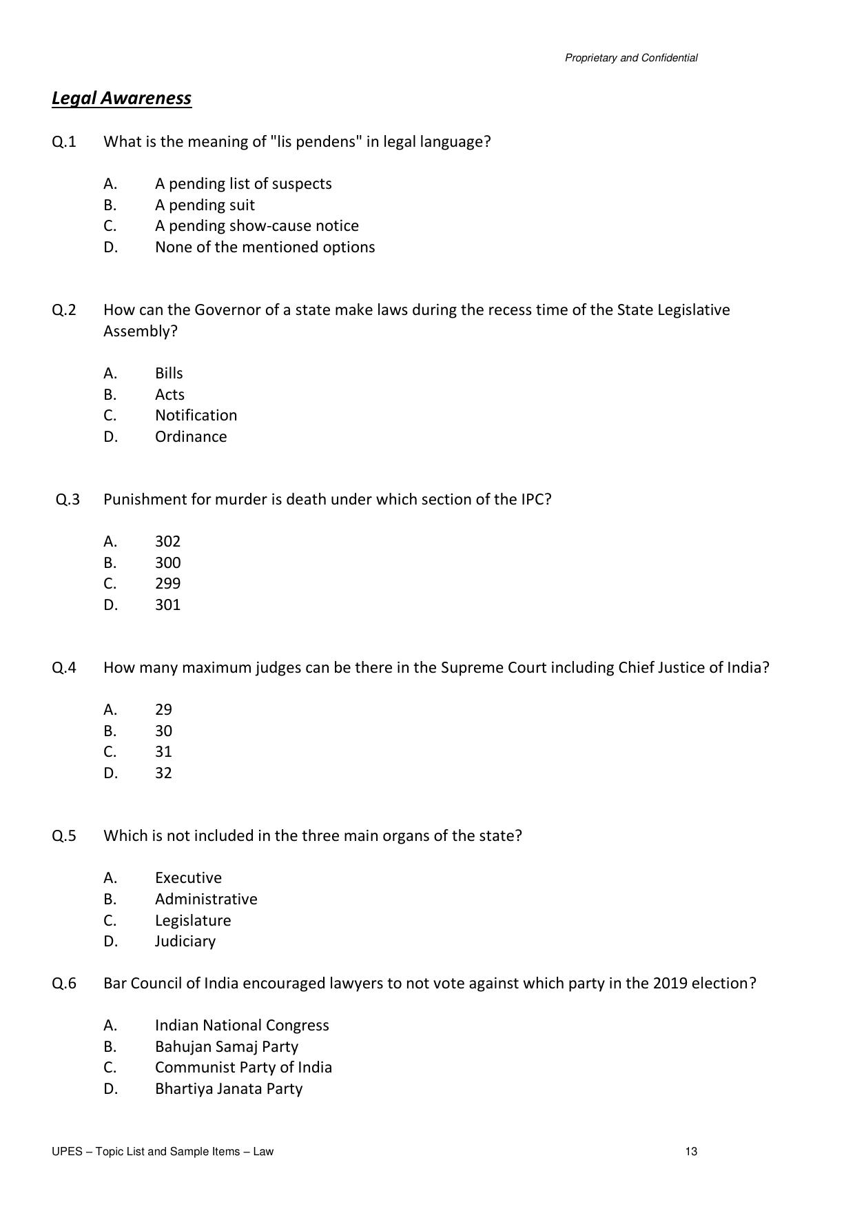 UPES Law Sample Papers - Page 13