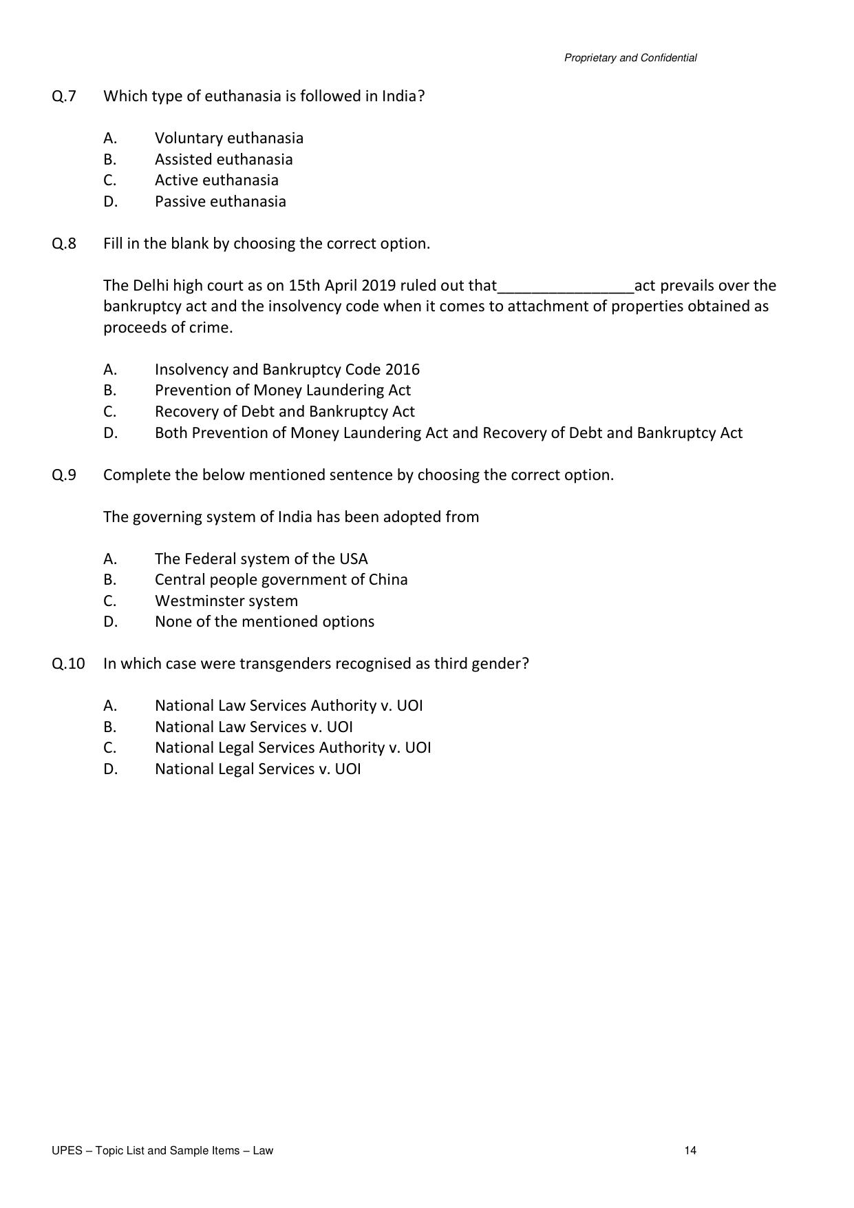 UPES Law Sample Papers - Page 14