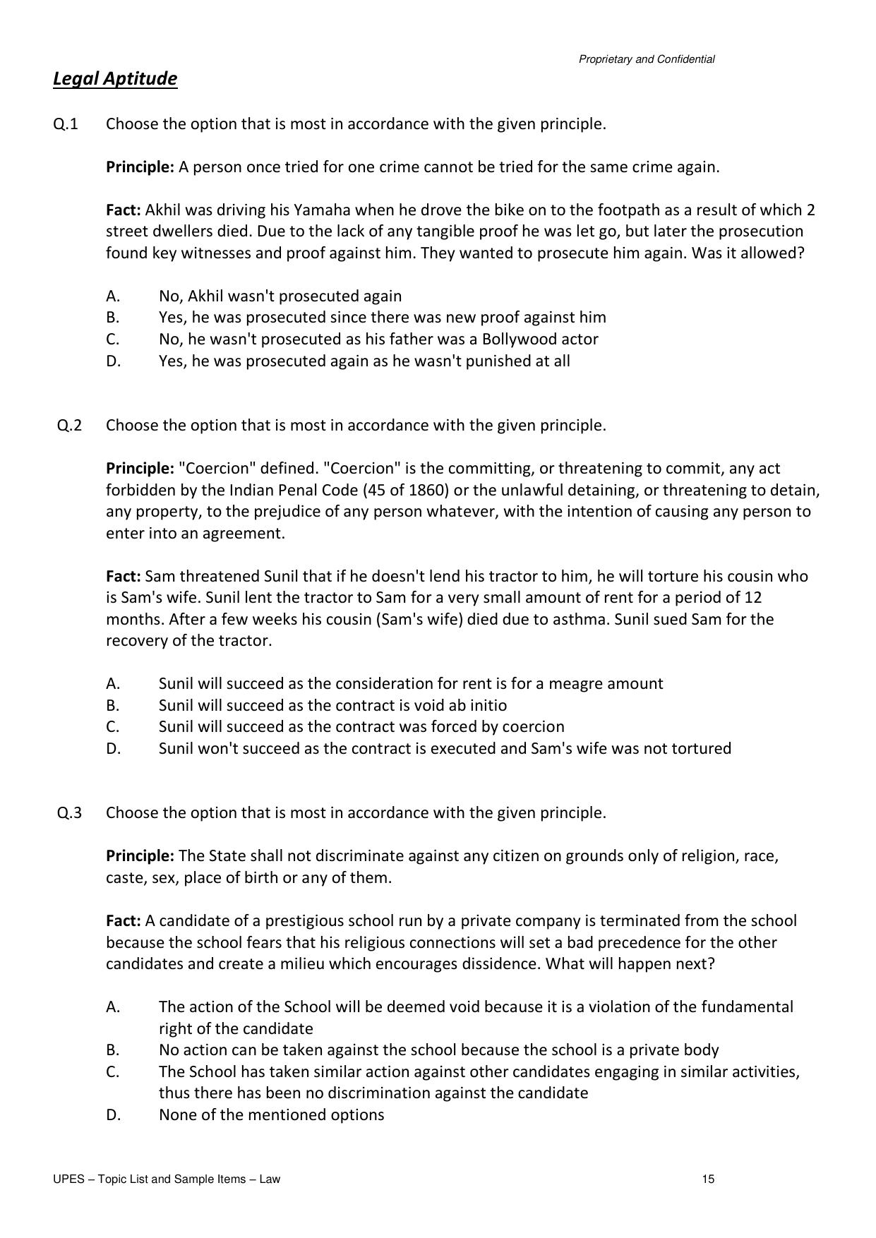UPES Law Sample Papers - Page 15