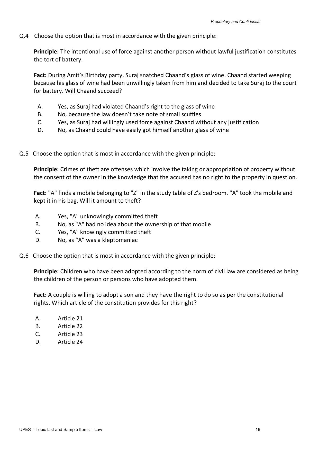 UPES Law Sample Papers - Page 16