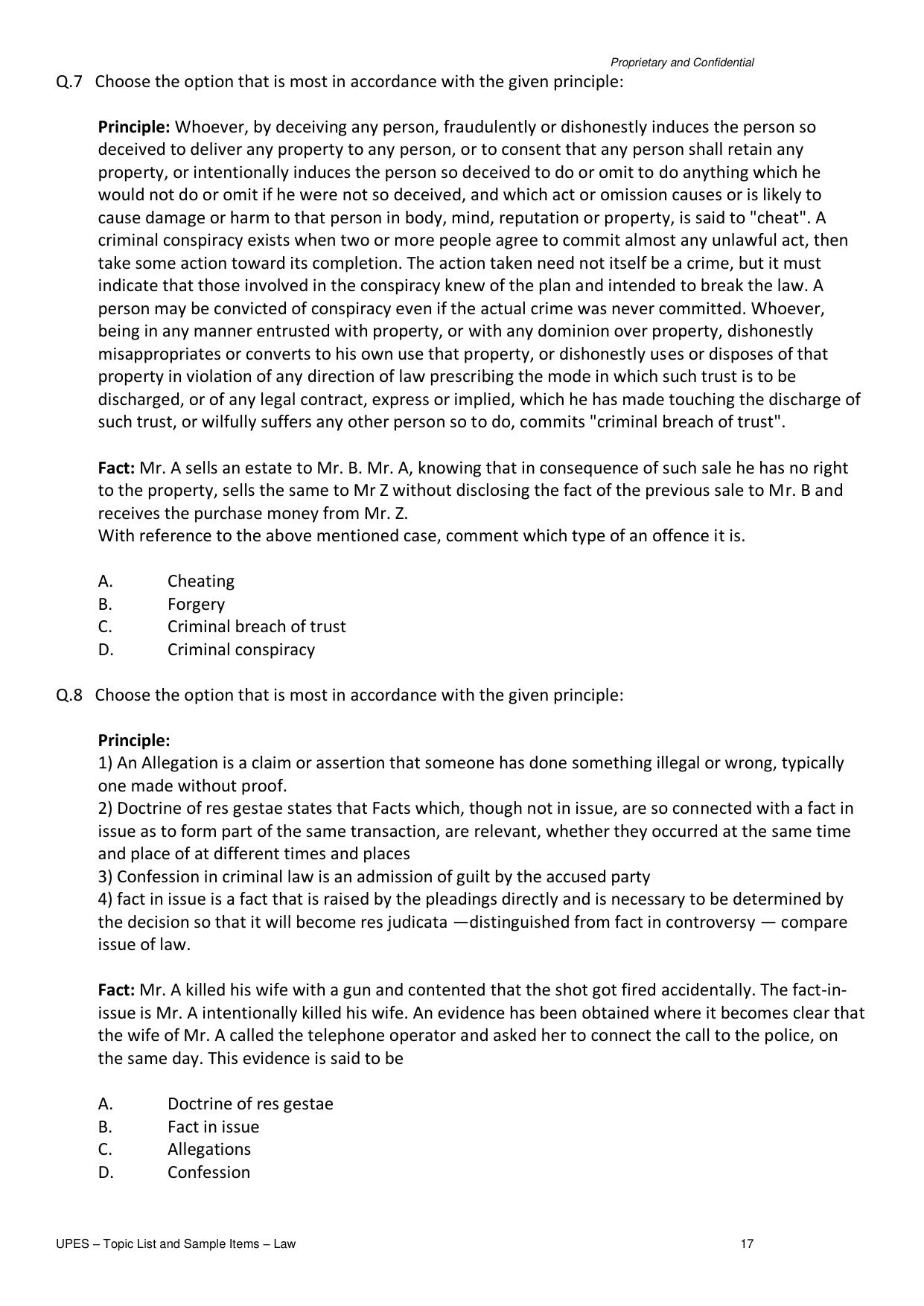 UPES Law Sample Papers - Page 17