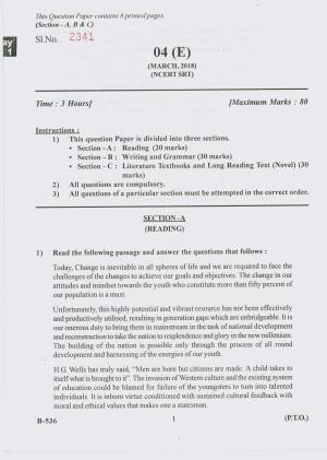 Gujarat Board Class 10th Question Paper 2018 - 04 (English F.L)EnglishNCERT SRT (10th MAR-2018)