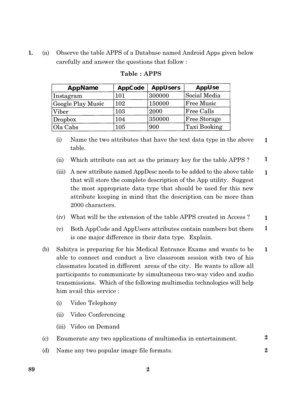 CBSE Class 12 089 Multimedia And Web Technology 2016 Question Paper - Page 2