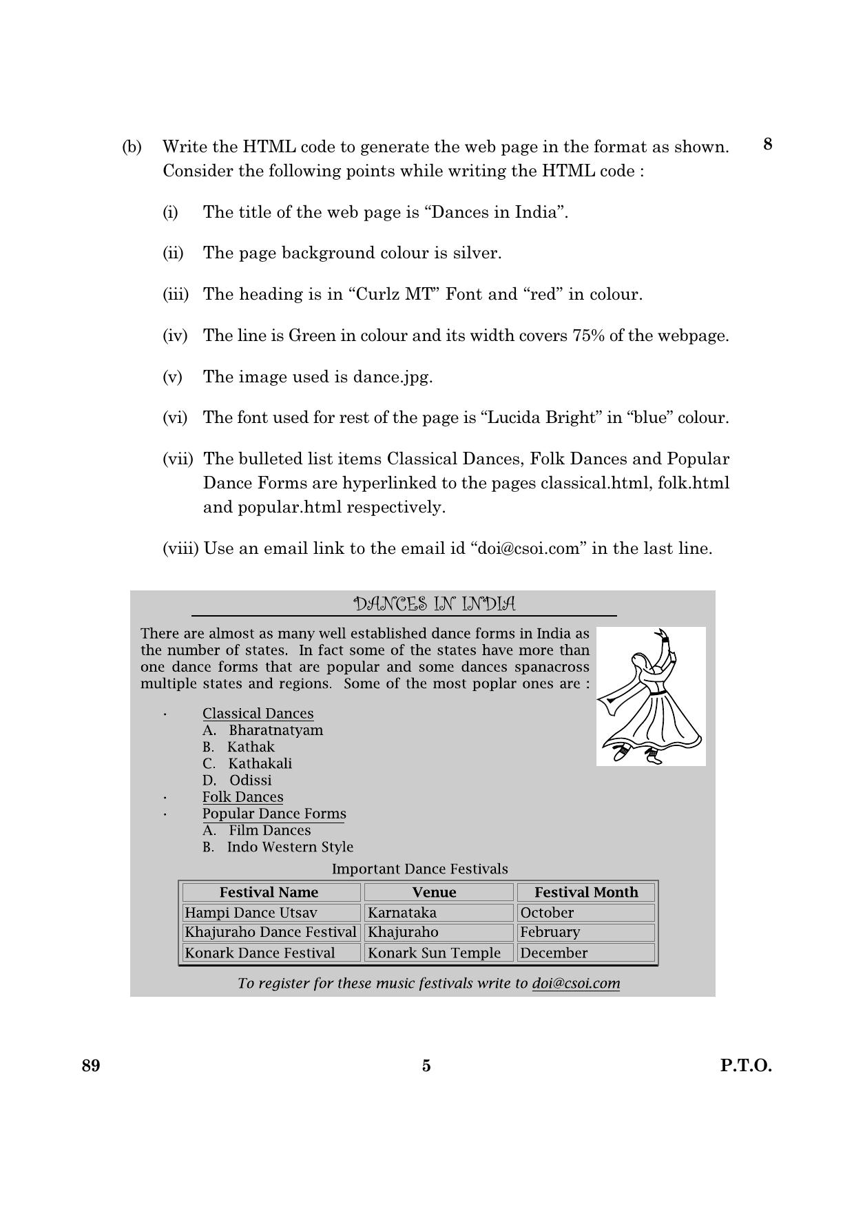 CBSE Class 12 089 Multimedia And Web Technology 2016 Question Paper - Page 5