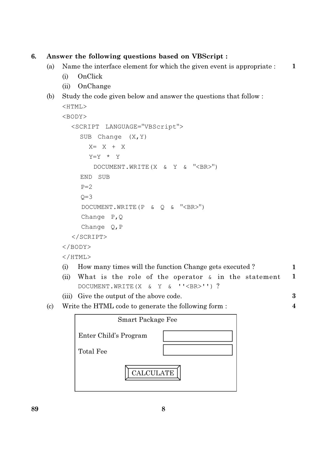 CBSE Class 12 089 Multimedia And Web Technology 2016 Question Paper - Page 8