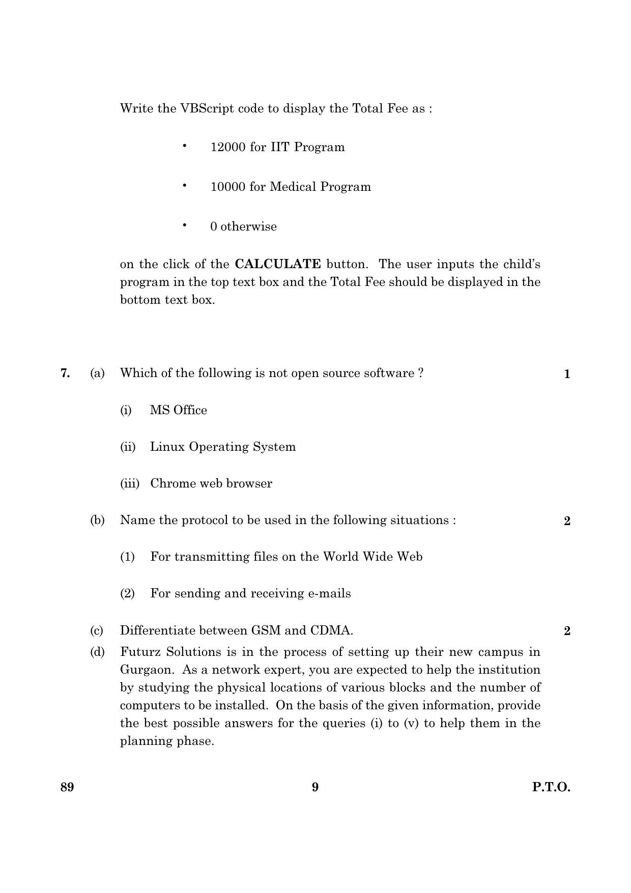 CBSE Class 12 089 Multimedia And Web Technology 2016 Question Paper - Page 9