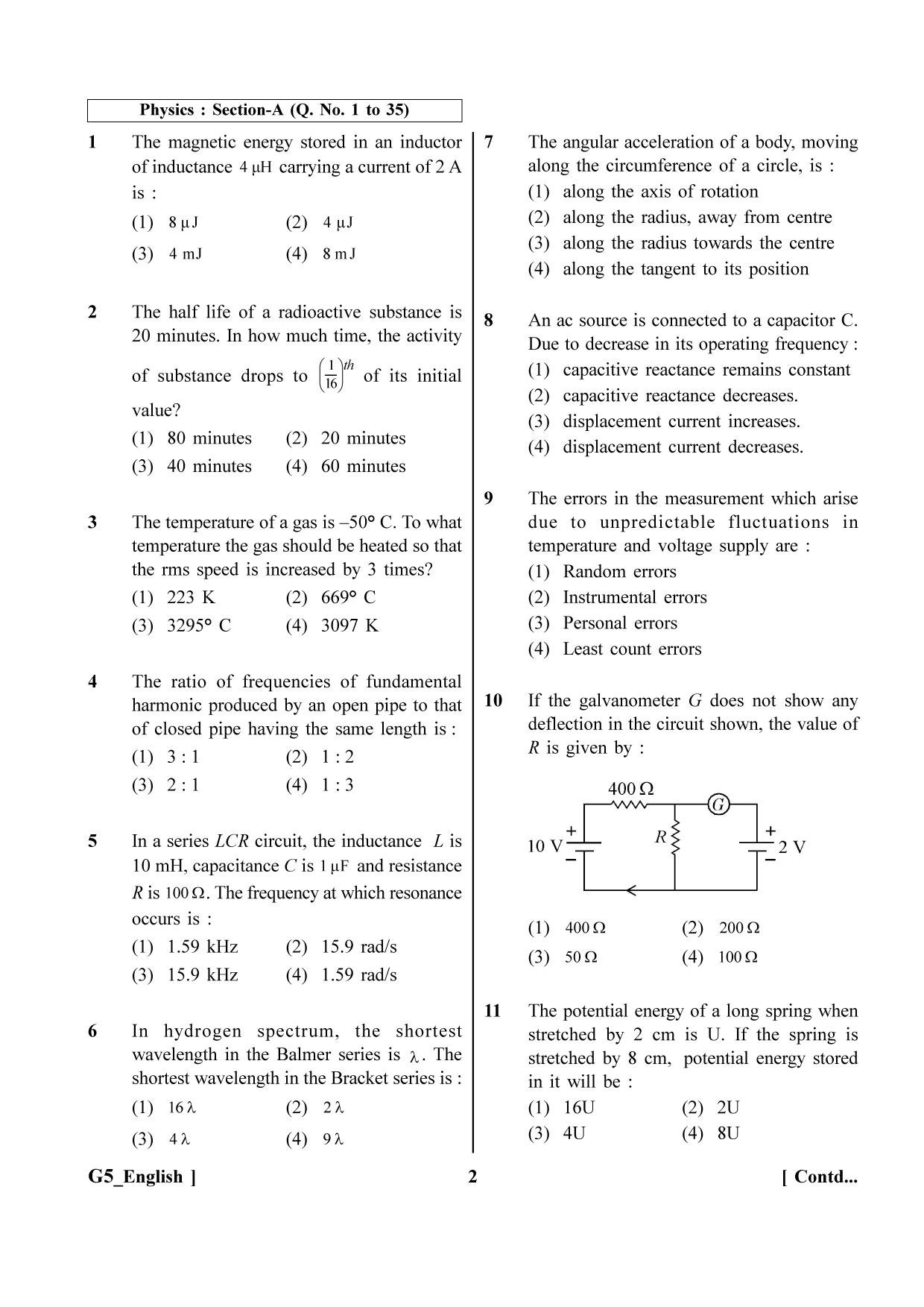 NEET 2023 G5 Question Paper - Page 2