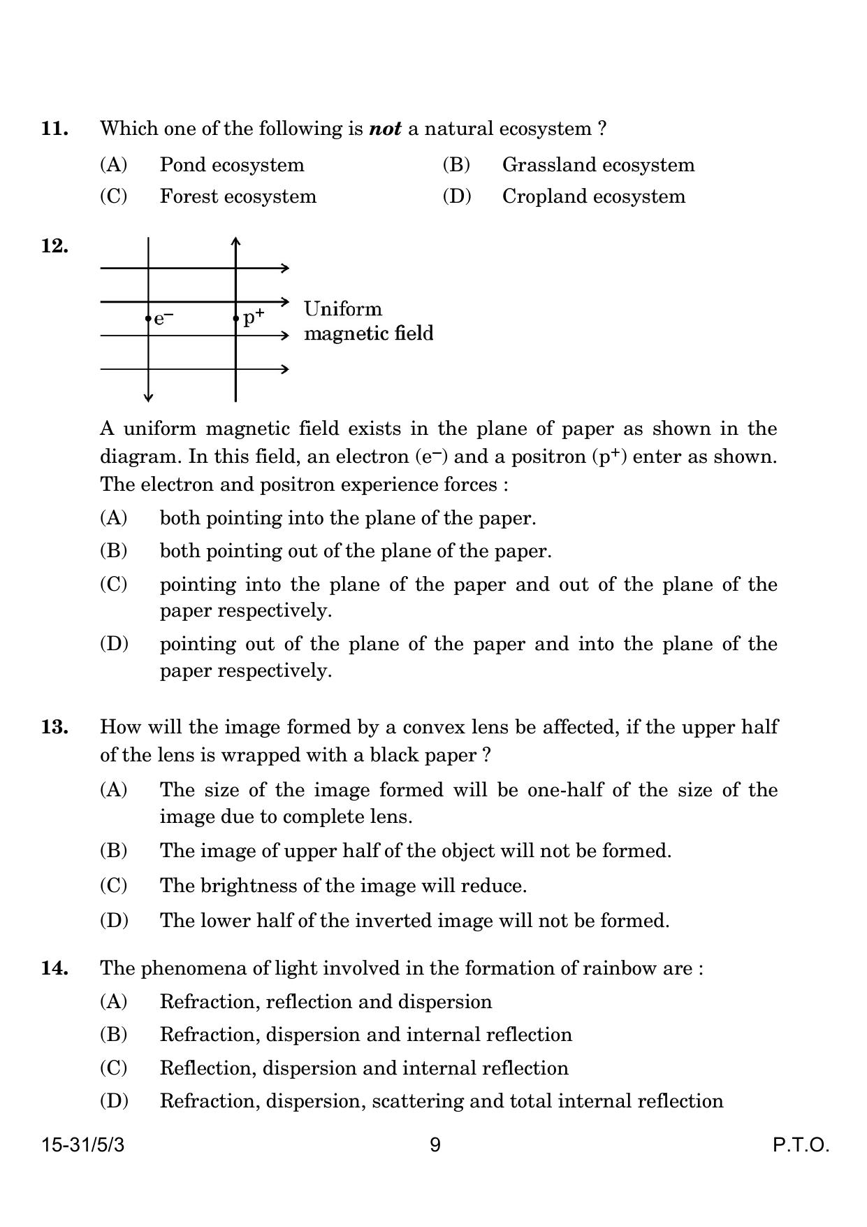 CBSE Class 10 31-5-3 Science 2024 Question Paper - Page 9