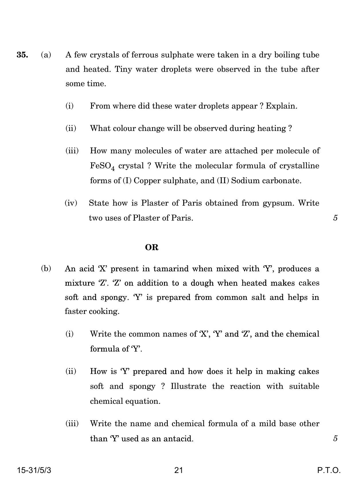 CBSE Class 10 31-5-3 Science 2024 Question Paper - Page 21