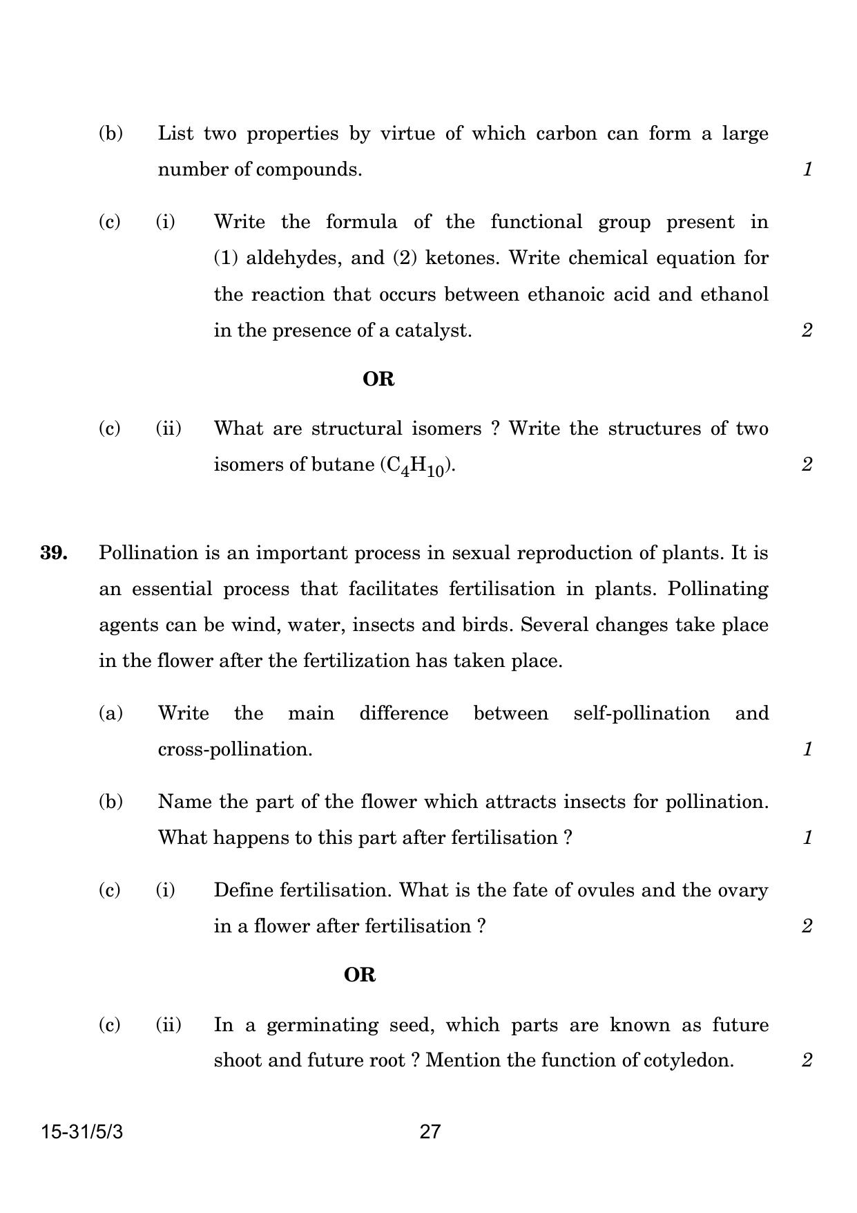 CBSE Class 10 31-5-3 Science 2024 Question Paper - Page 27