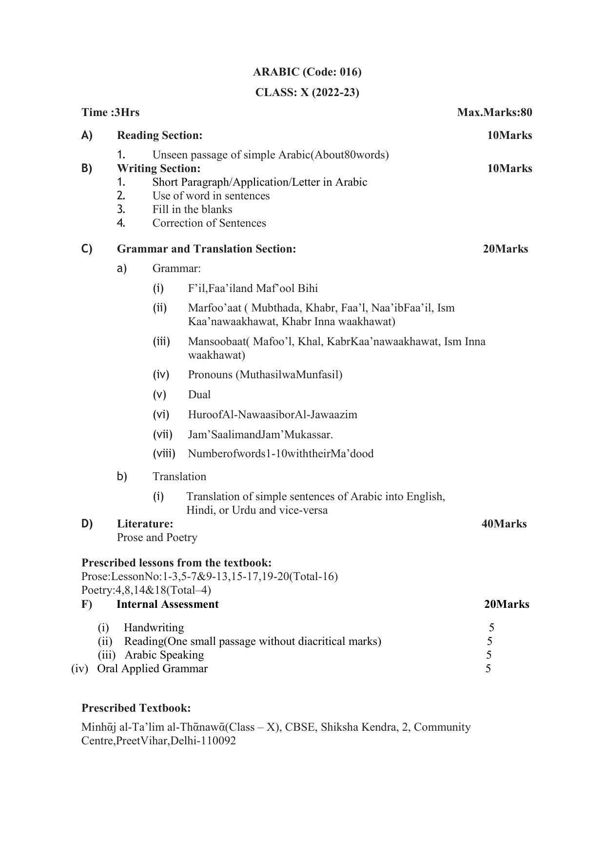 CBSE Class 9 & 10 Language Wise Syllabus (2022-23) - Page 2