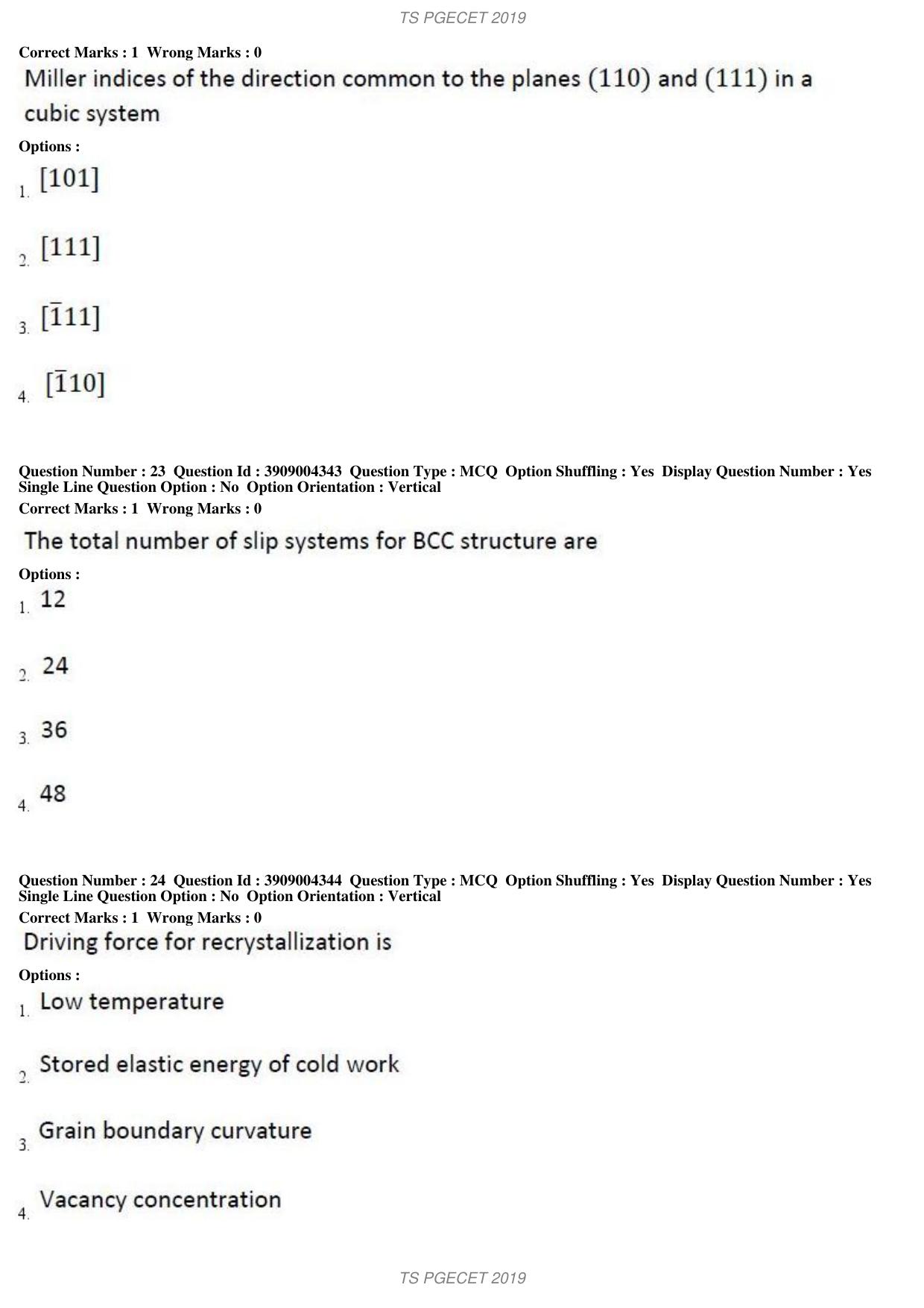 TS PGECET 2019: Metallurgical Engineering Question Papers - Page 10