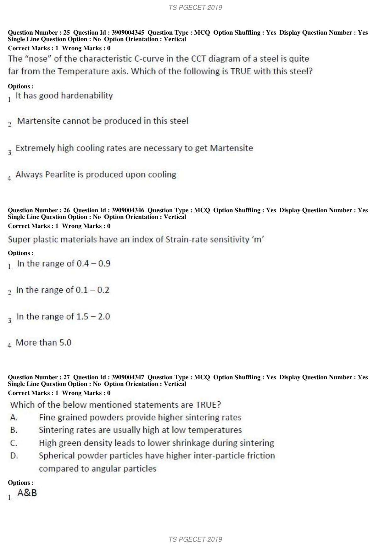 TS PGECET 2019: Metallurgical Engineering Question Papers - Page 11