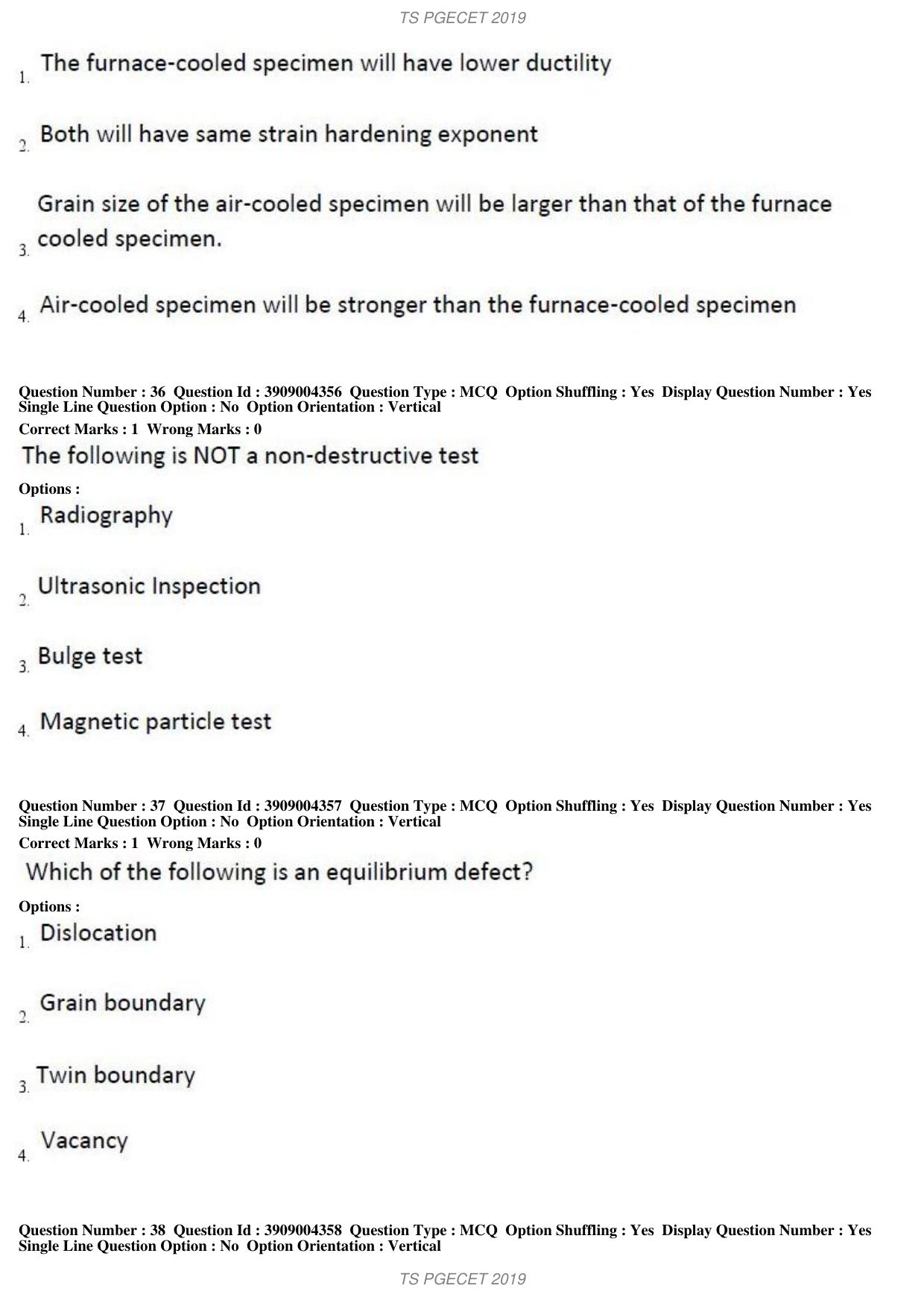 TS PGECET 2019: Metallurgical Engineering Question Papers - Page 15