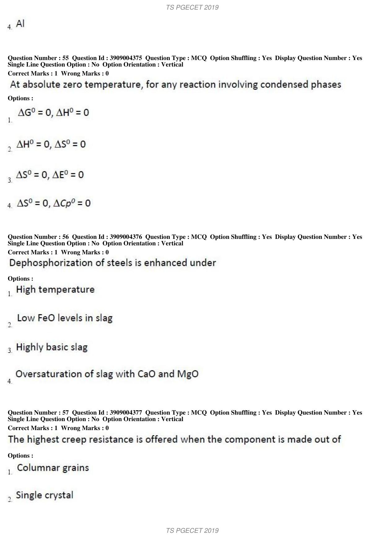 TS PGECET 2019: Metallurgical Engineering Question Papers - Page 22