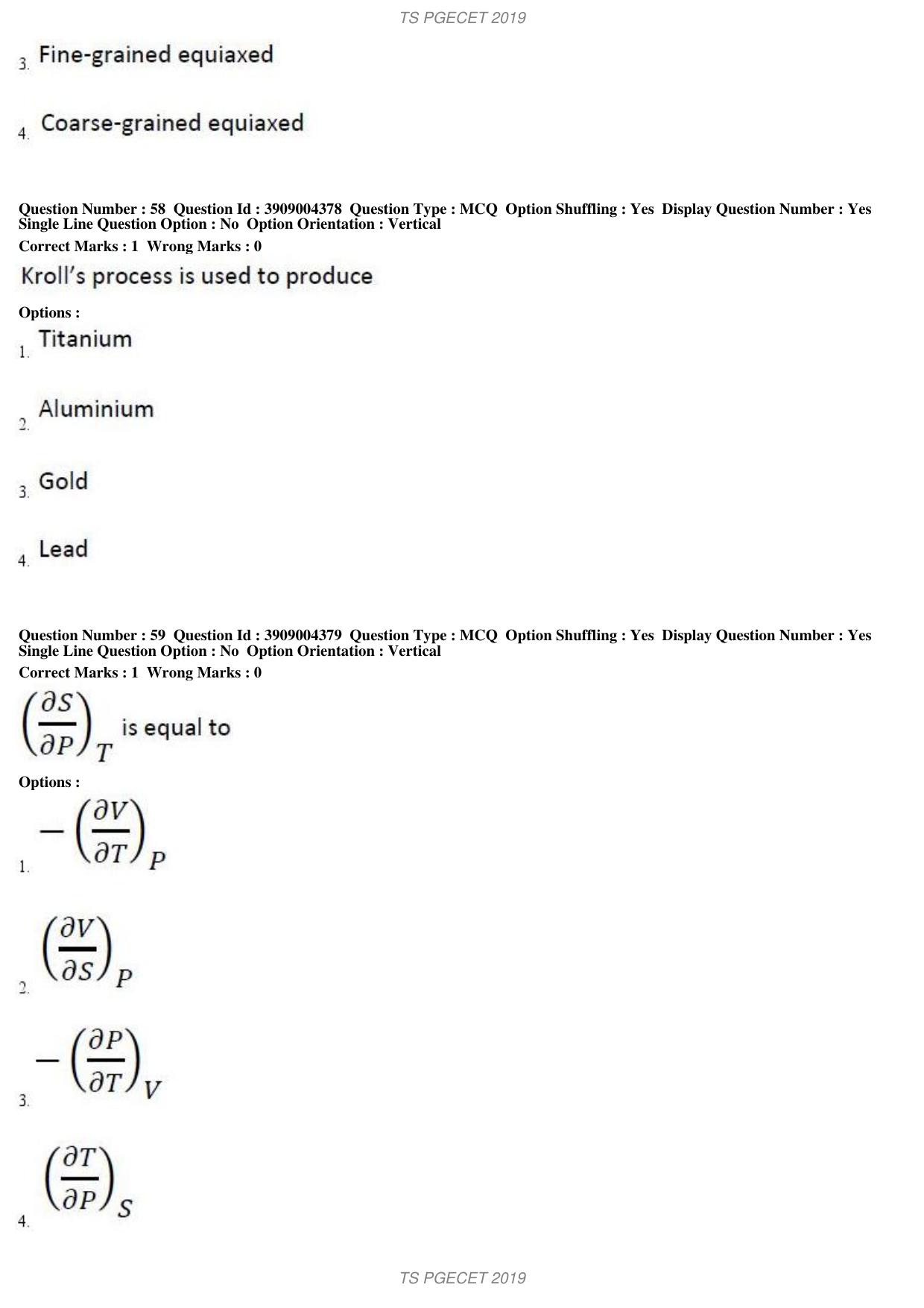 TS PGECET 2019: Metallurgical Engineering Question Papers - Page 23