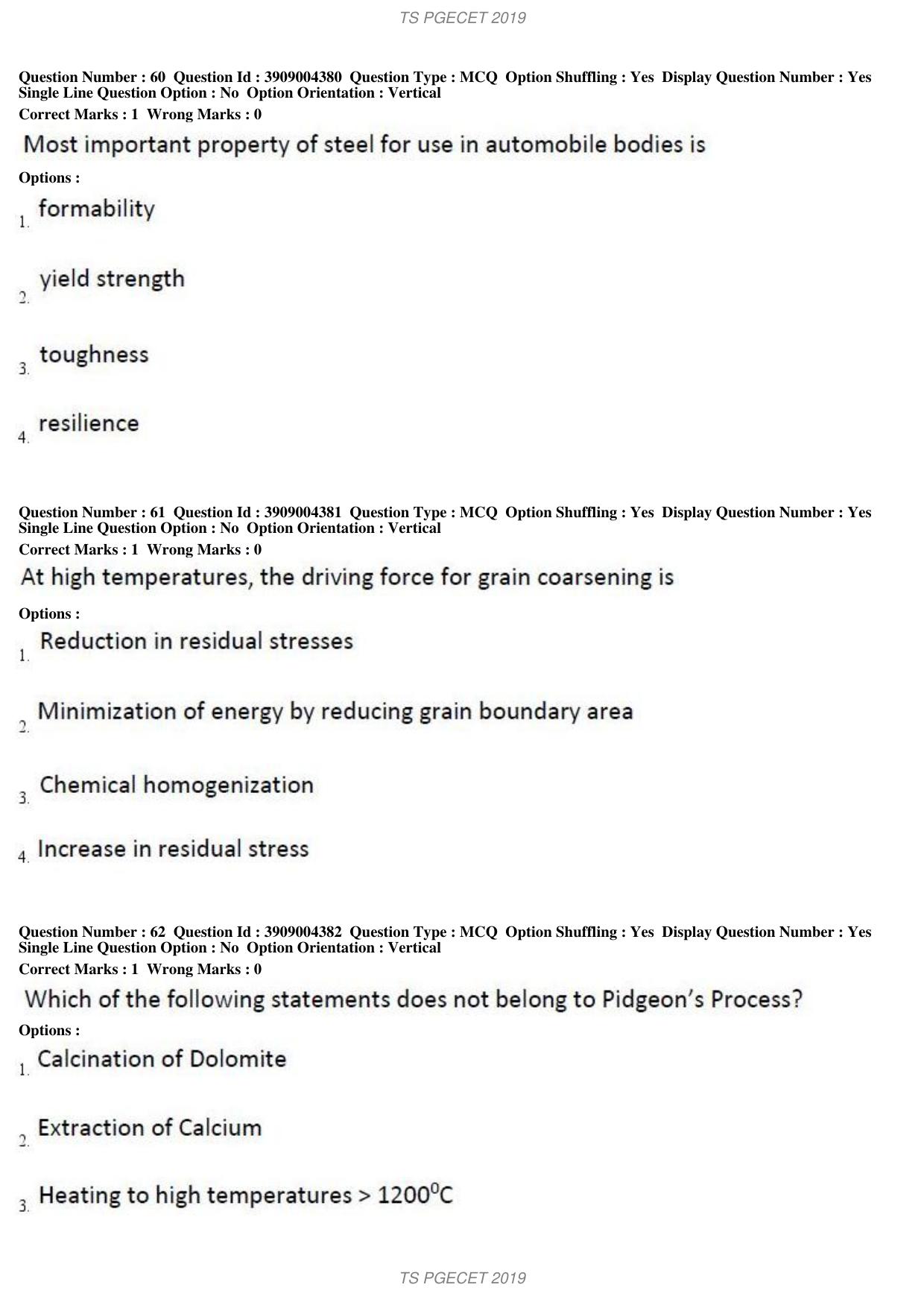 TS PGECET 2019: Metallurgical Engineering Question Papers - Page 24