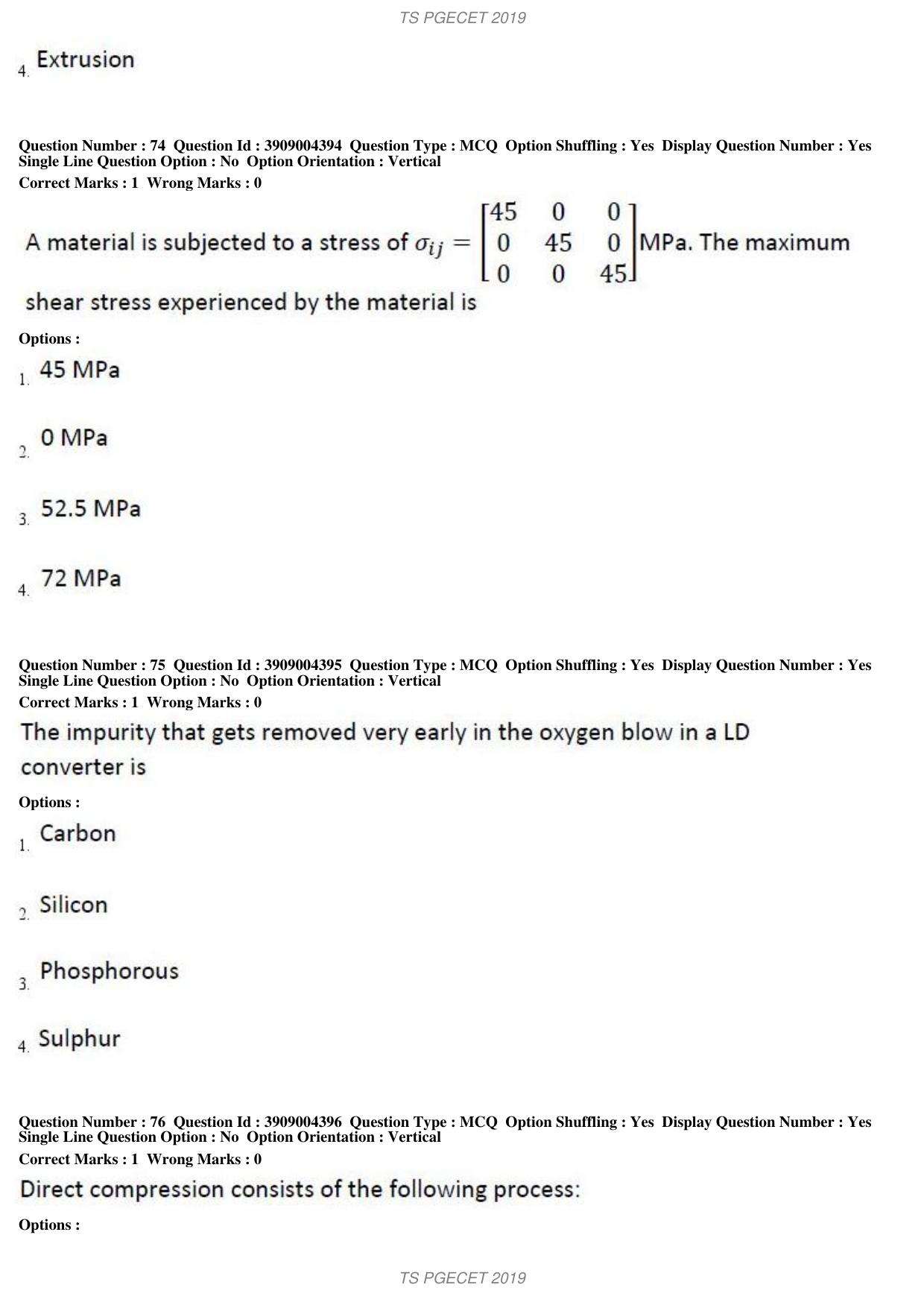 TS PGECET 2019: Metallurgical Engineering Question Papers - Page 29