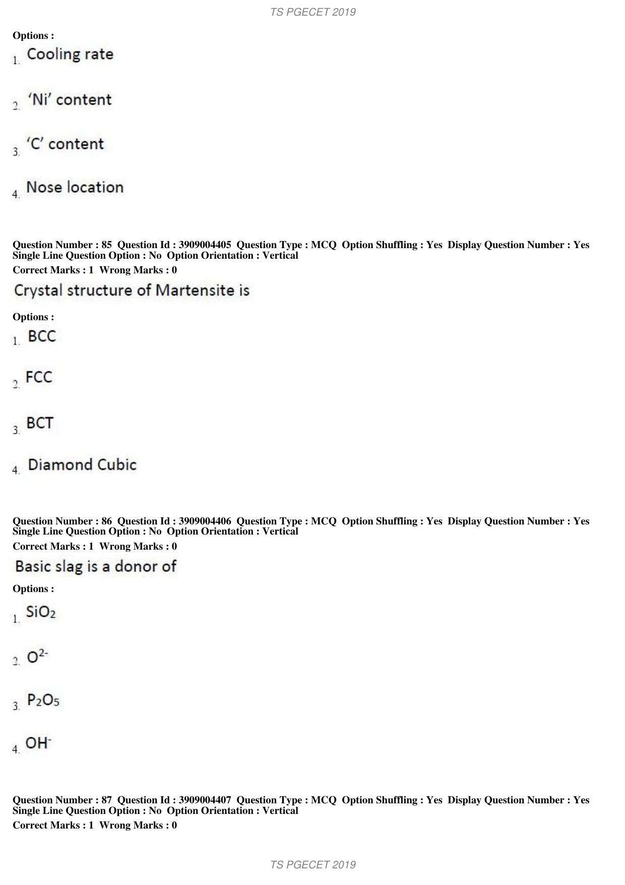 TS PGECET 2019: Metallurgical Engineering Question Papers - Page 33