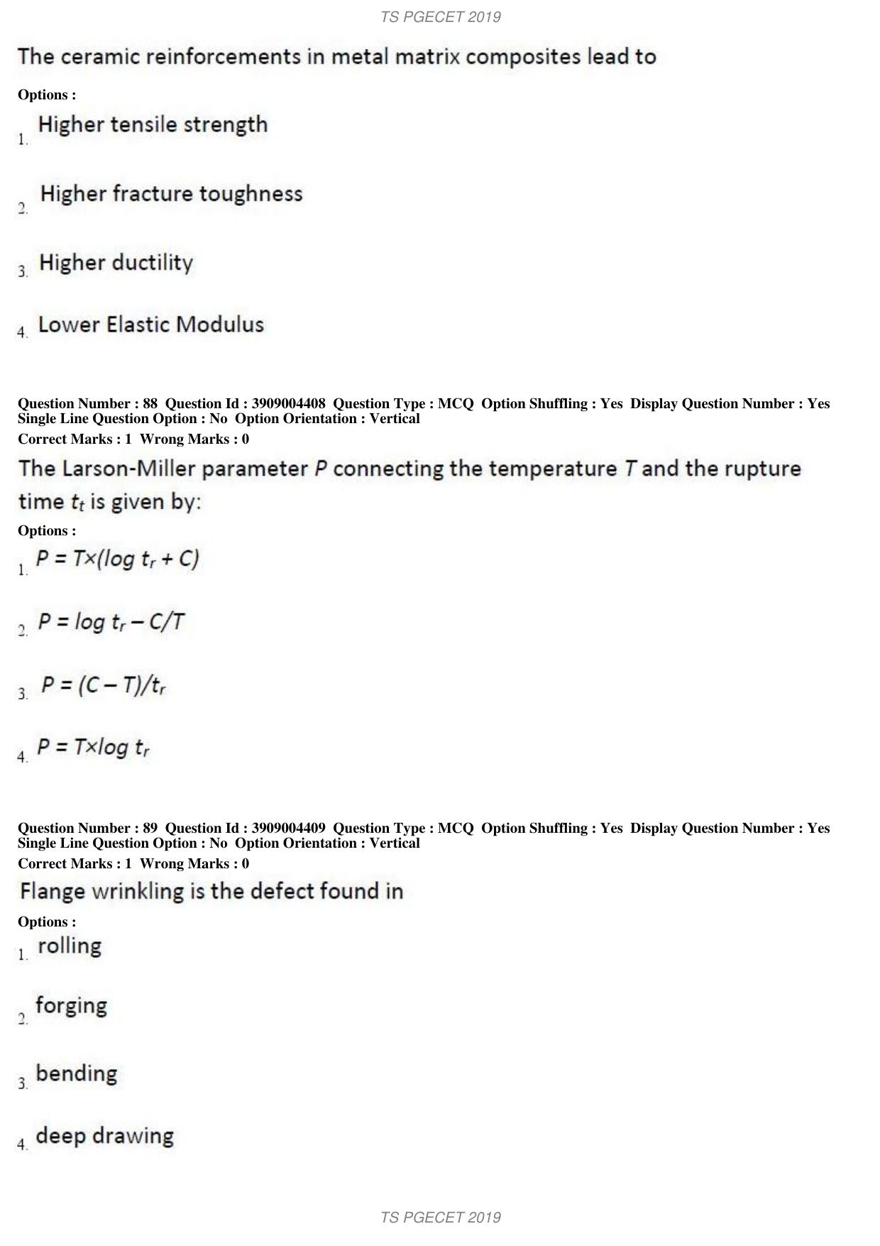 TS PGECET 2019: Metallurgical Engineering Question Papers - Page 34