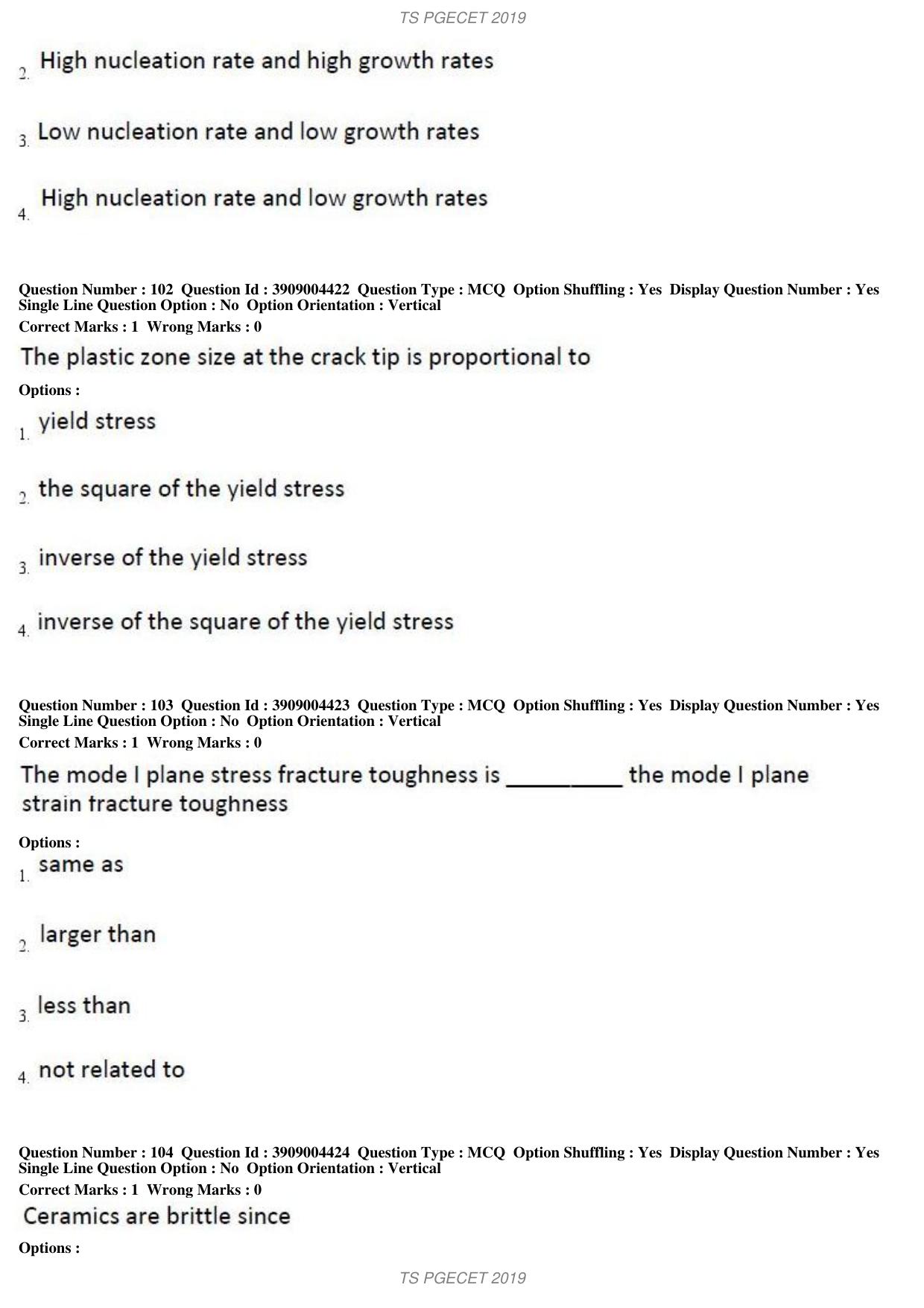 TS PGECET 2019: Metallurgical Engineering Question Papers - Page 39
