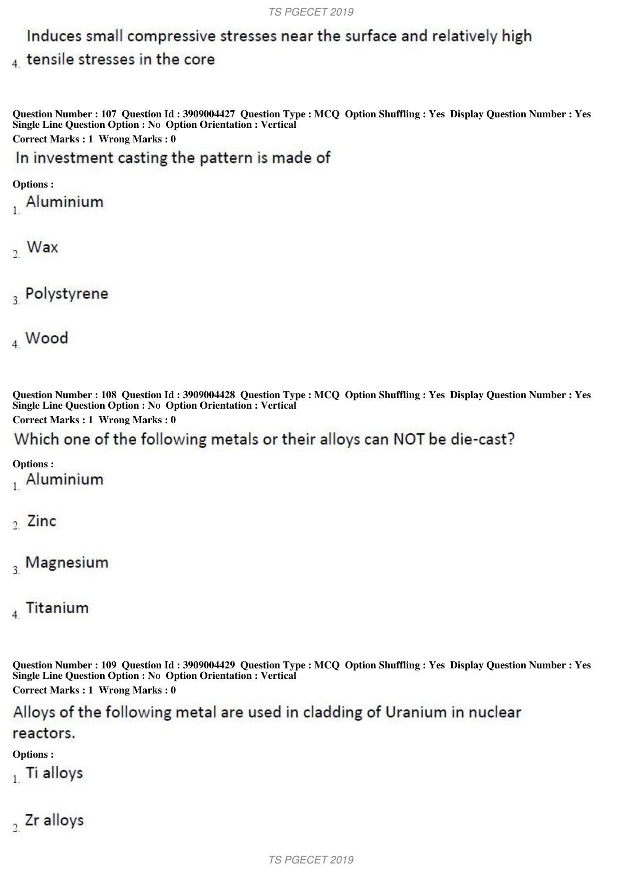 TS PGECET 2019: Metallurgical Engineering Question Papers - Page 41
