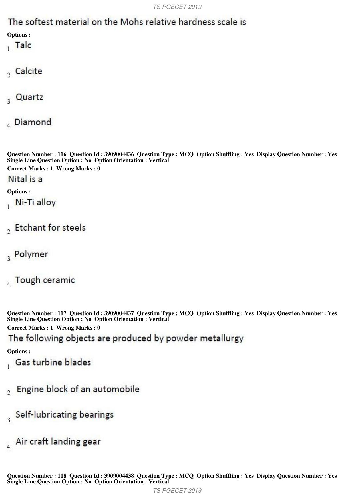 TS PGECET 2019: Metallurgical Engineering Question Papers - Page 44