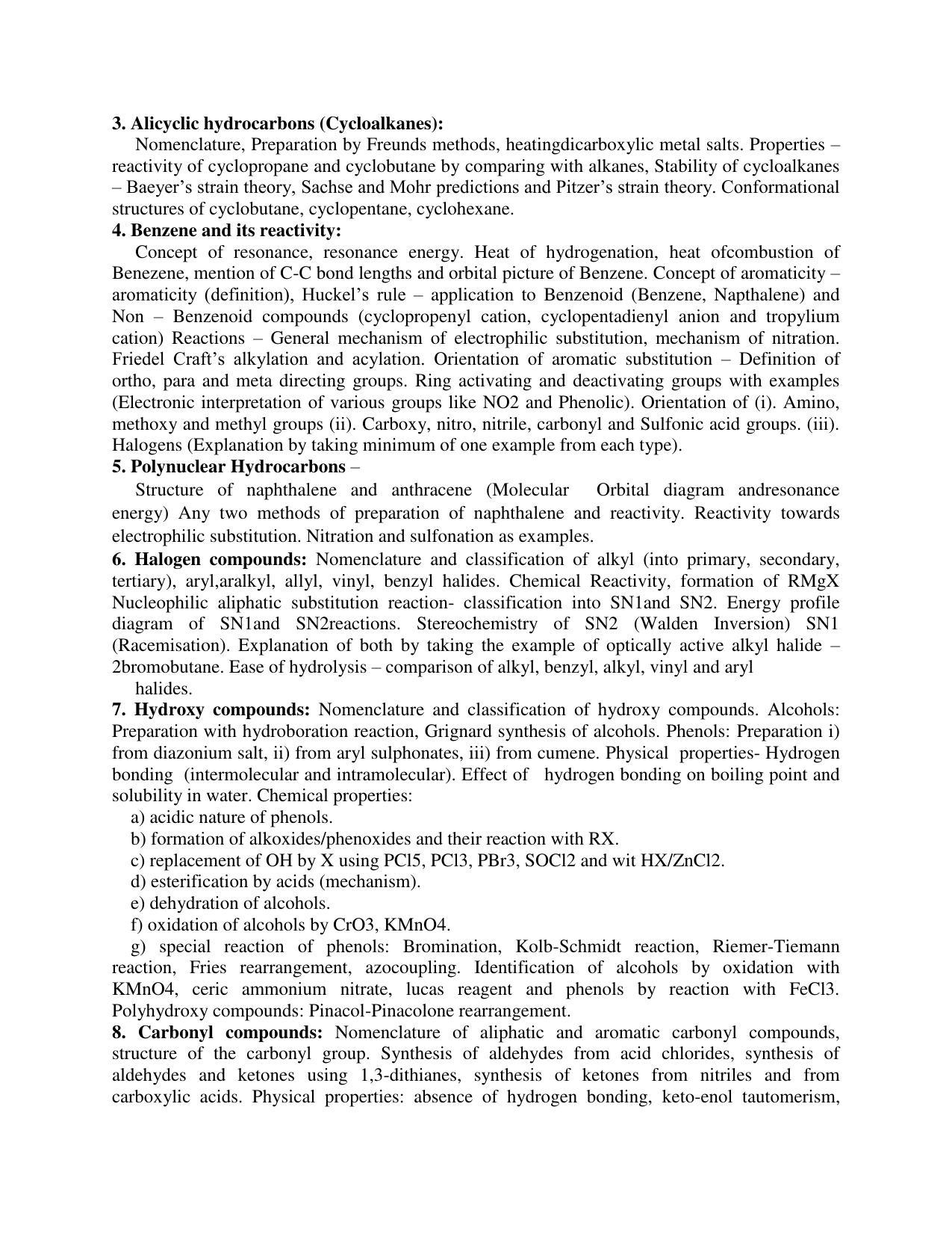 AP PGCET CHEMICAL SCIENCES Syllabus - Page 3