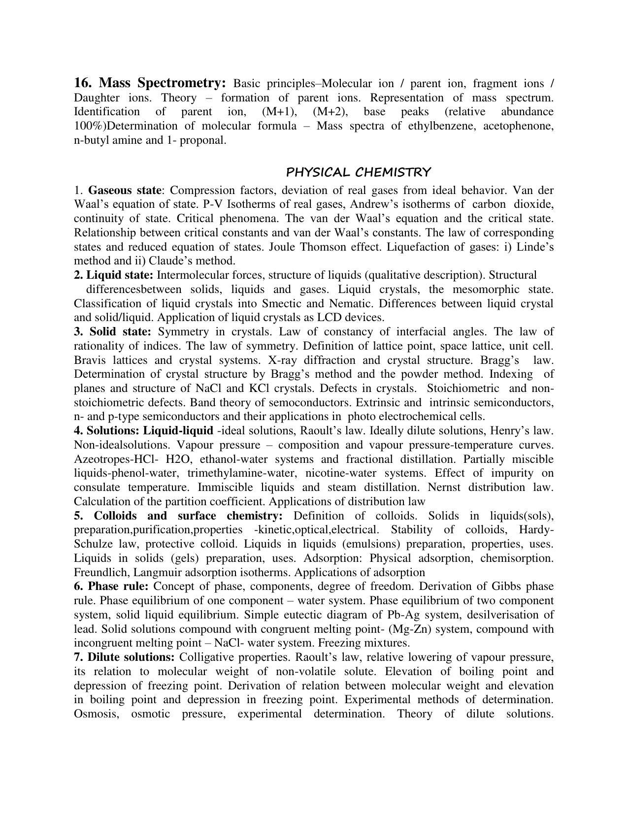 AP PGCET CHEMICAL SCIENCES Syllabus - Page 6