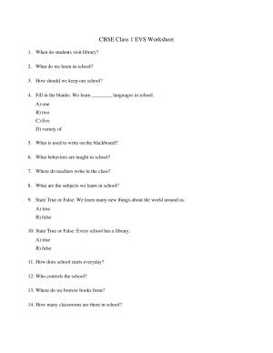 CBSE Class 1 EVS My Family Worksheets
