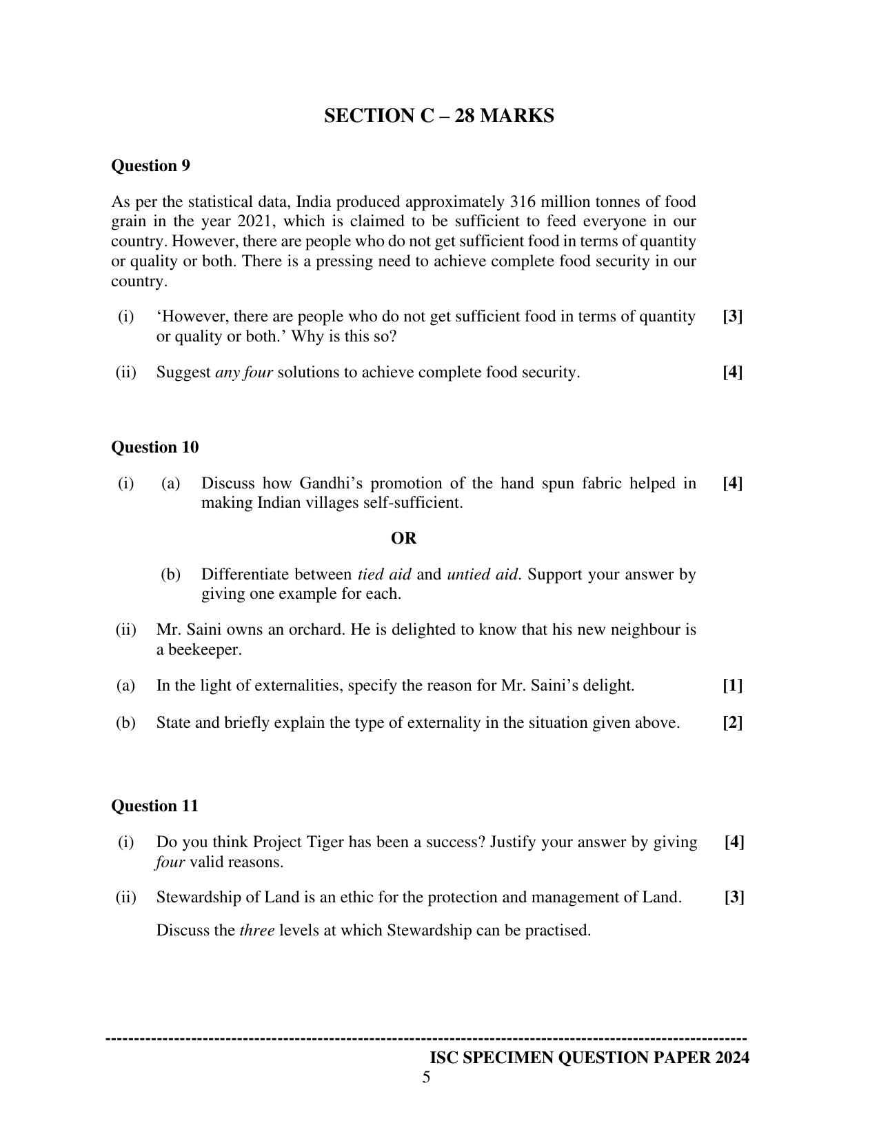 ISC Class 12 Environmental Science 2023 Question Paper - Page 5