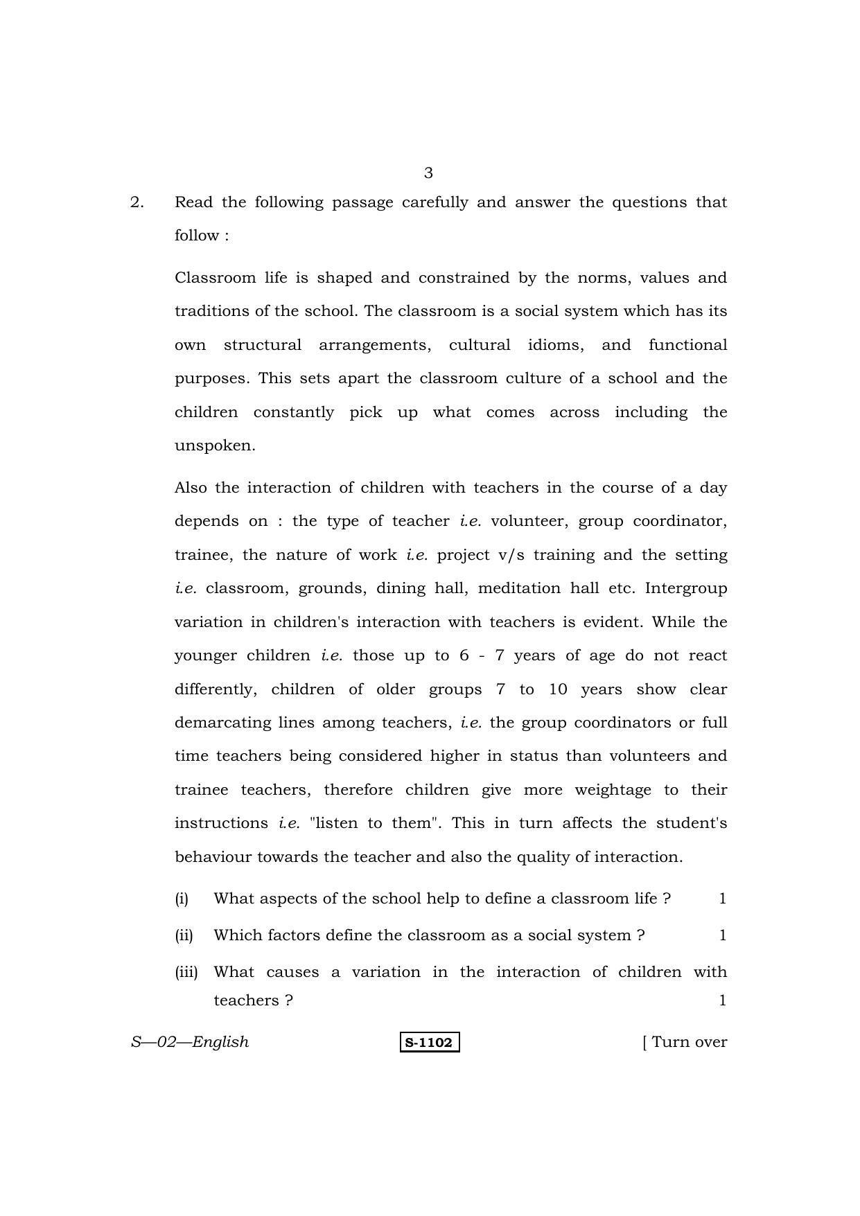 RBSE Class 10 English 2014 Question Paper - Page 3