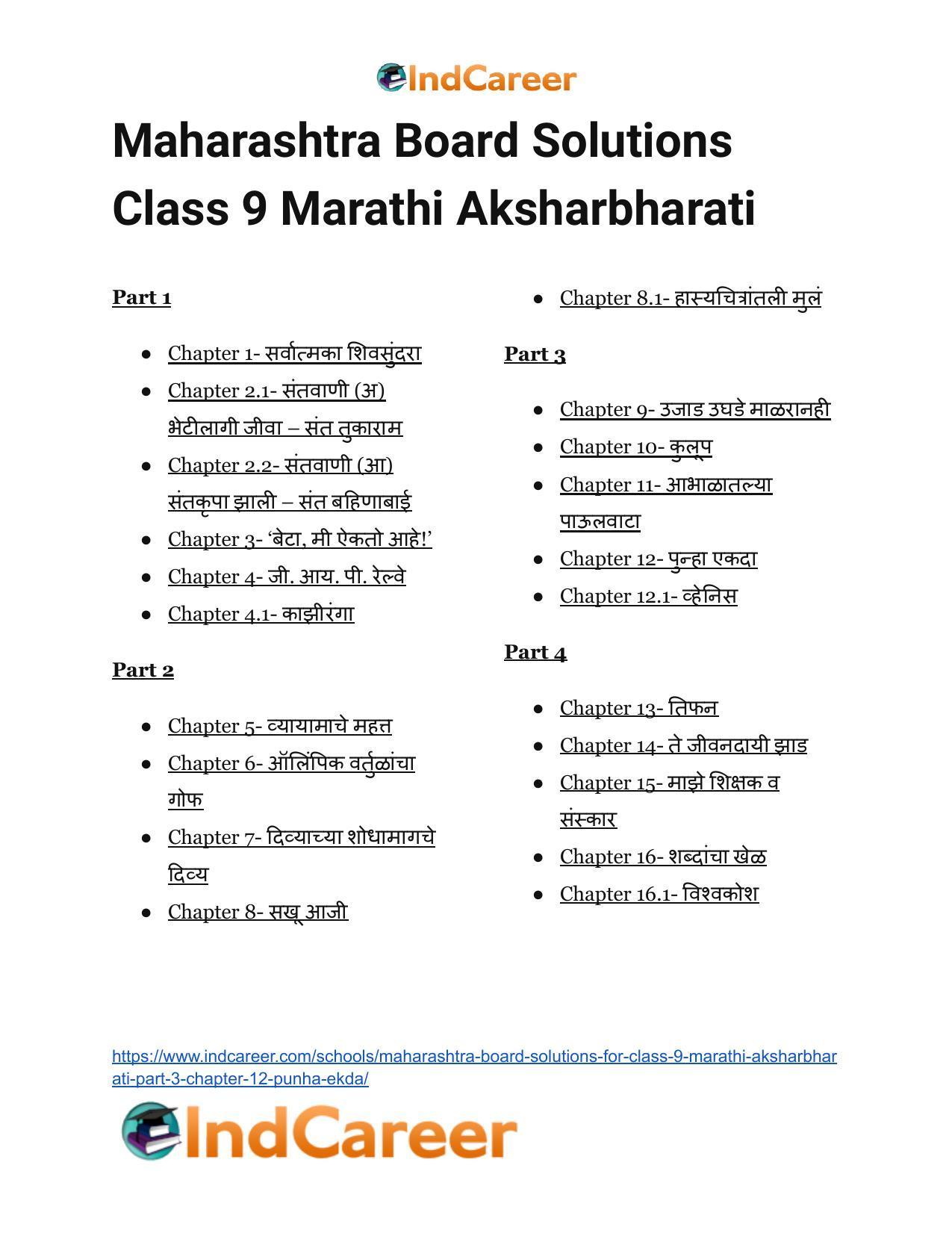 Maharashtra Board Solutions for Class 9- Marathi Aksharbharati (Part- 3): Chapter 12- पुन्हा एकदा - Page 22