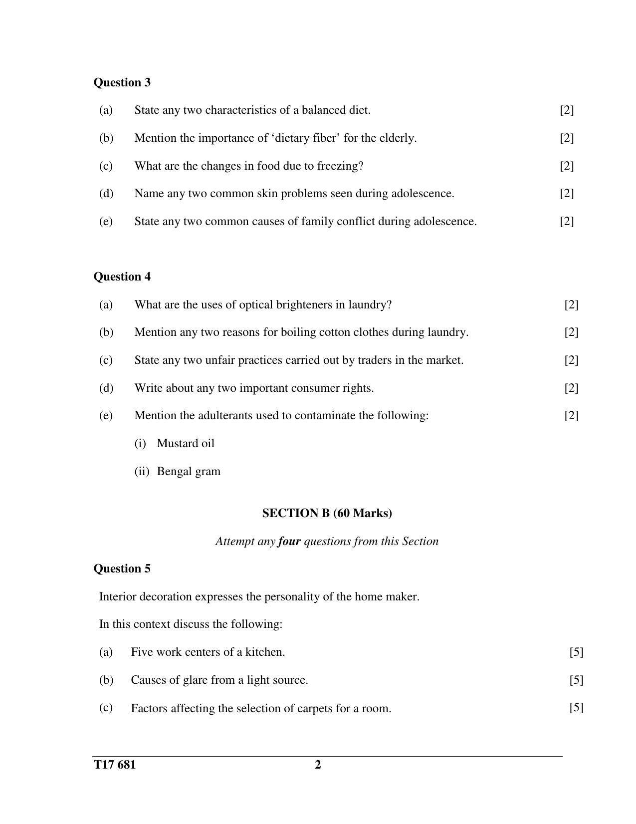 ICSE Class 10 HOME SCIENCE 2017 Question Paper - Page 2