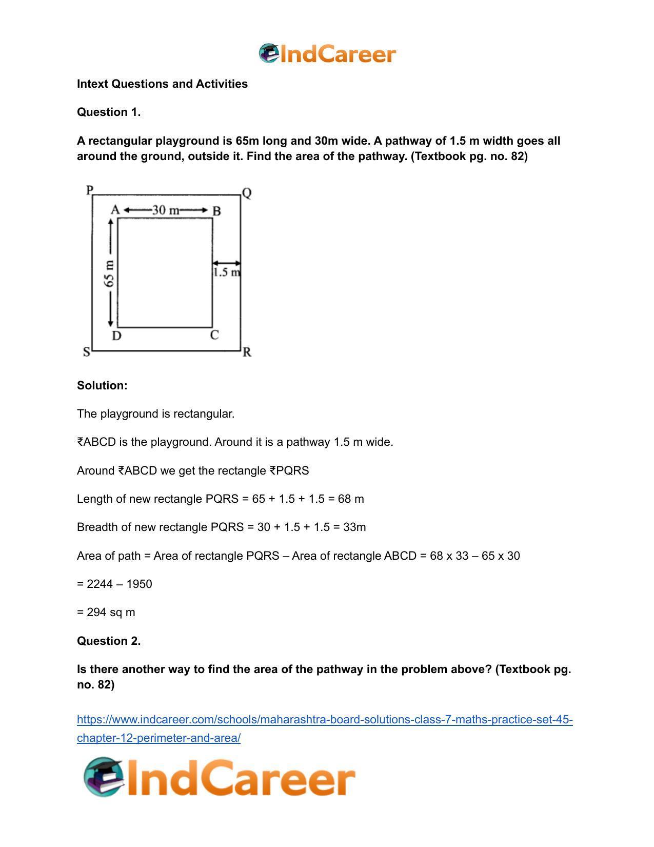 Maharashtra Board Solutions Class 7-Maths (Practice Set 45): Chapter 12- Perimeter and Area - Page 4