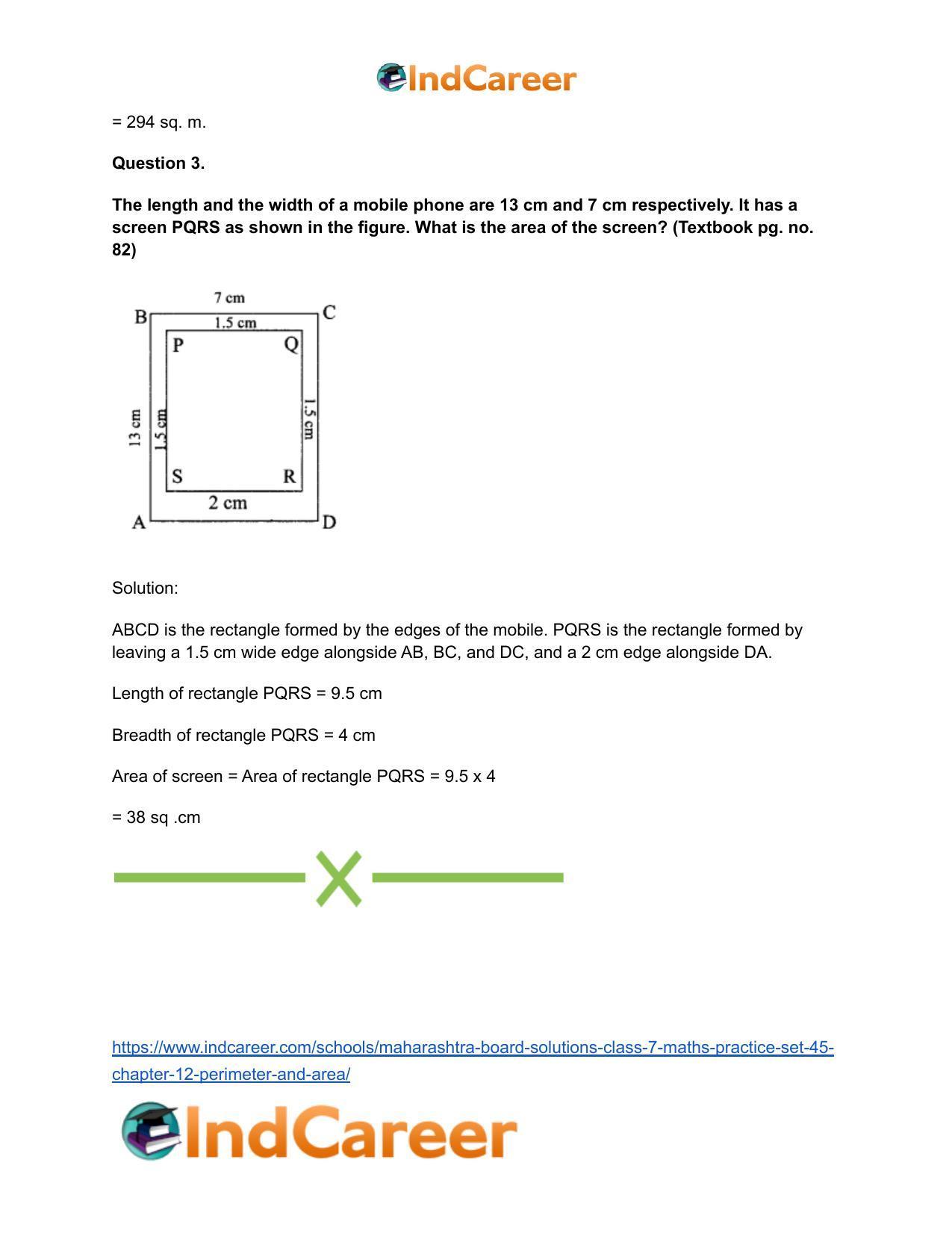 Maharashtra Board Solutions Class 7-Maths (Practice Set 45): Chapter 12- Perimeter and Area - Page 6