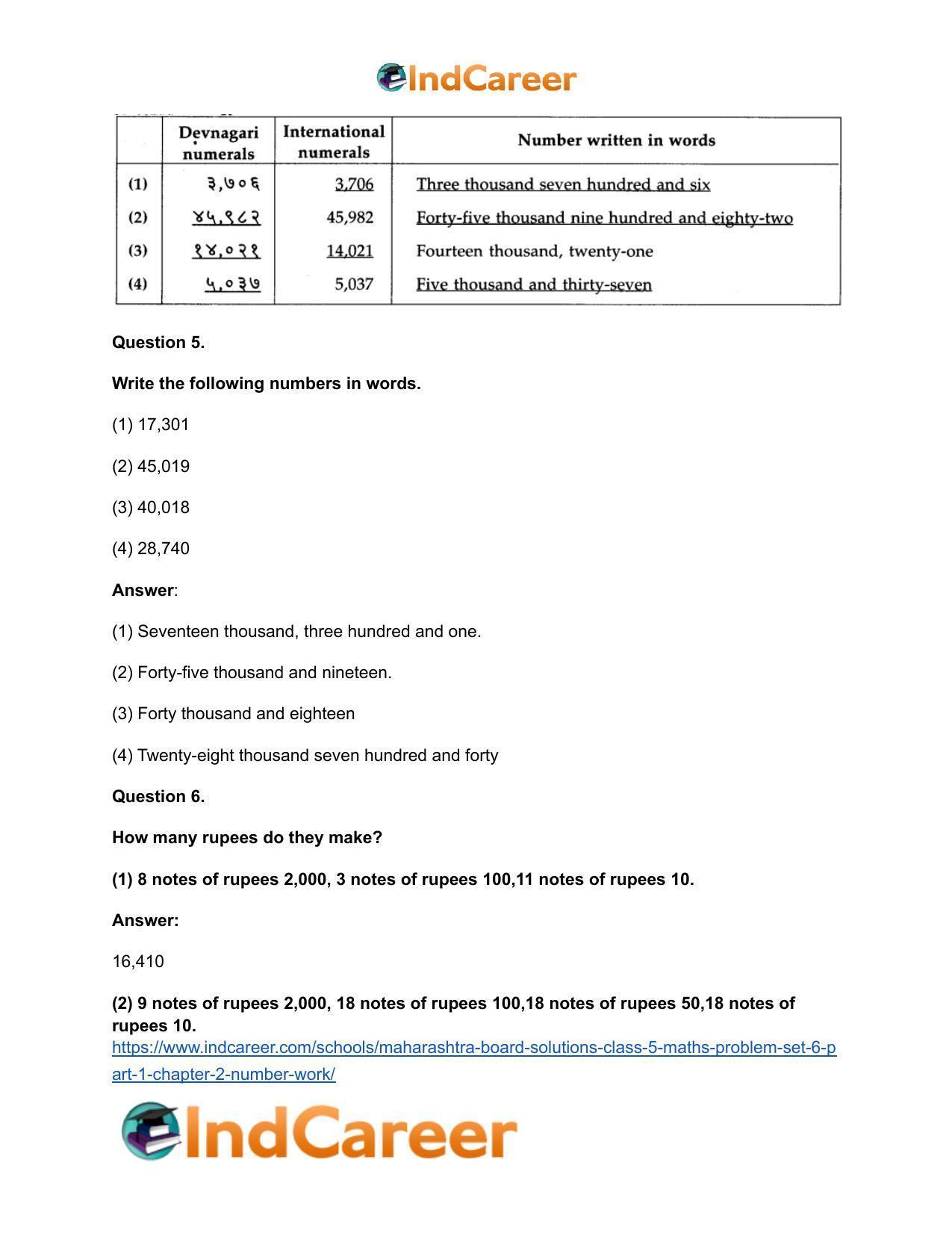 Maharashtra Board Solutions Class 5-Maths (Problem Set 6) - Part 1: Chapter 2- Number Work - Page 8