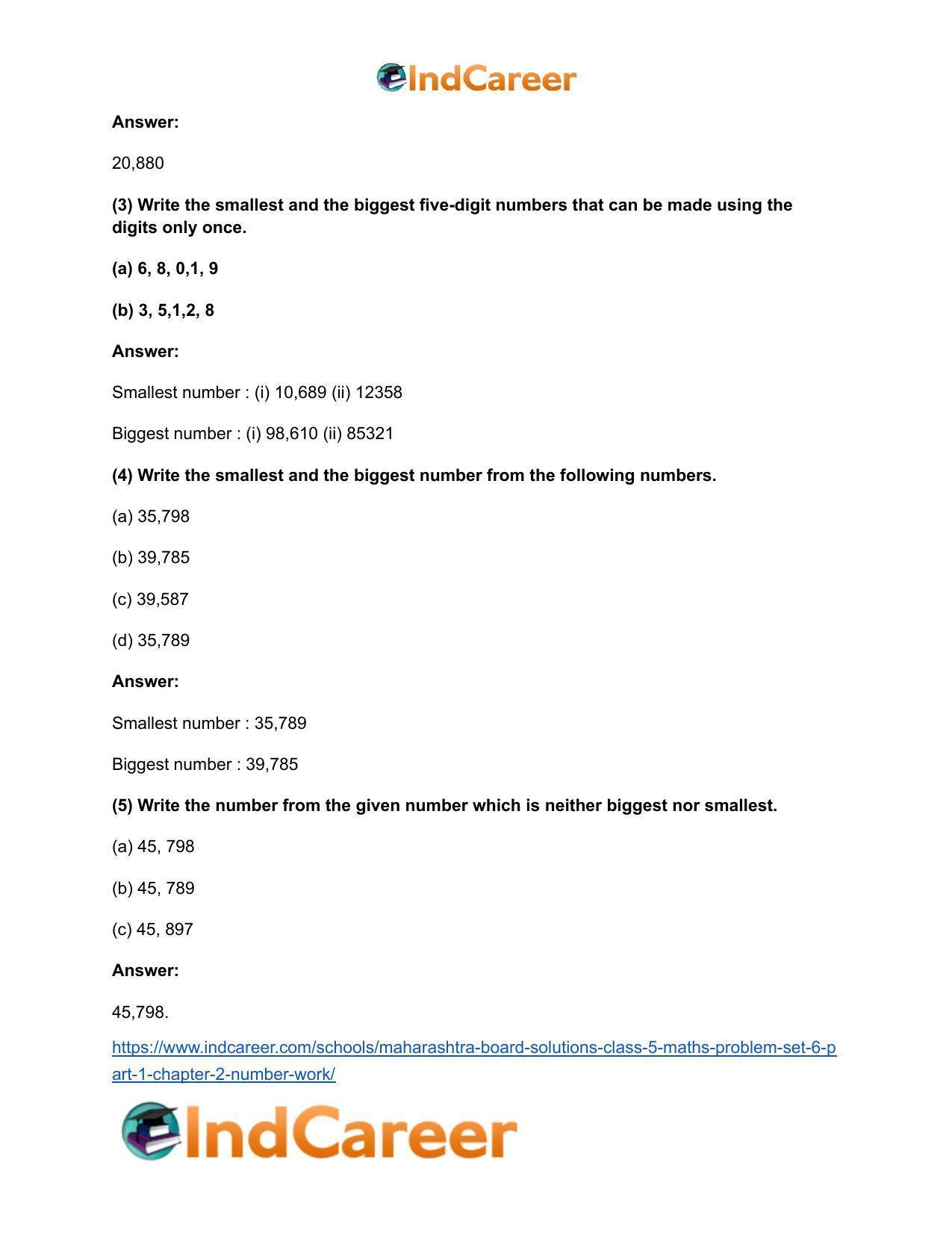 Maharashtra Board Solutions Class 5-Maths (Problem Set 6) - Part 1: Chapter 2- Number Work - Page 9