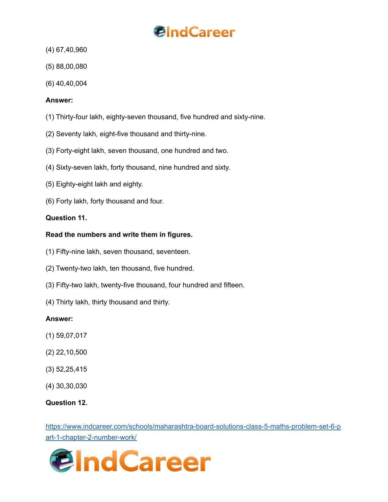 Maharashtra Board Solutions Class 5-Maths (Problem Set 6) - Part 1: Chapter 2- Number Work - Page 13