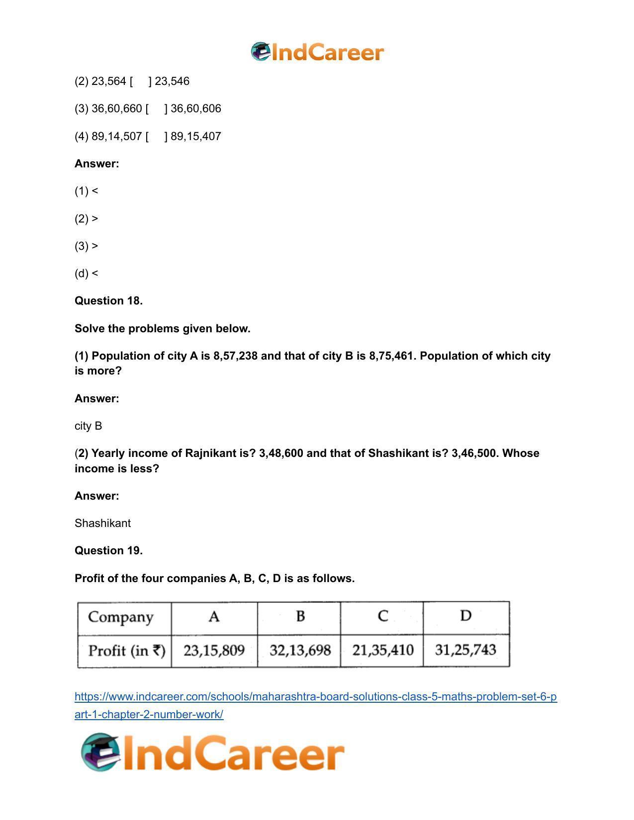 Maharashtra Board Solutions Class 5-Maths (Problem Set 6) - Part 1: Chapter 2- Number Work - Page 17