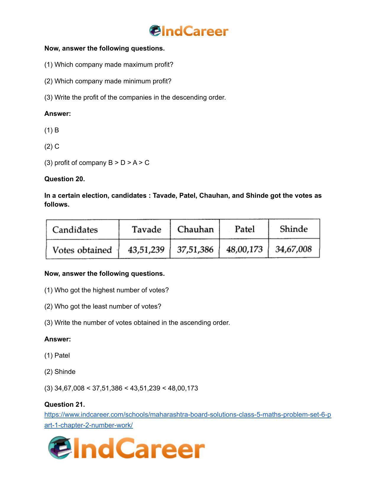 Maharashtra Board Solutions Class 5-Maths (Problem Set 6) - Part 1: Chapter 2- Number Work - Page 18