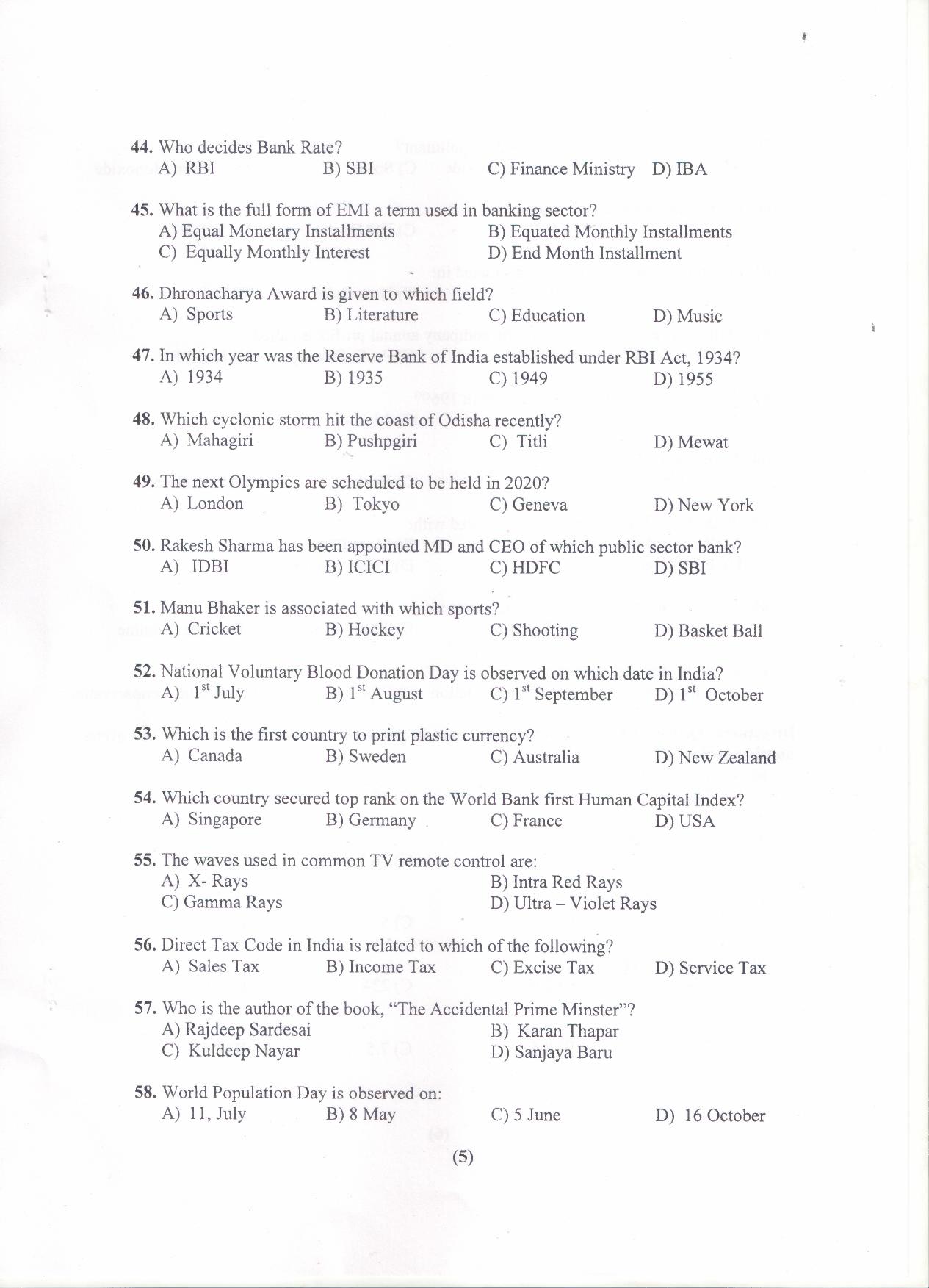 PU MET 2019 Question Booklet with Key - Page 6