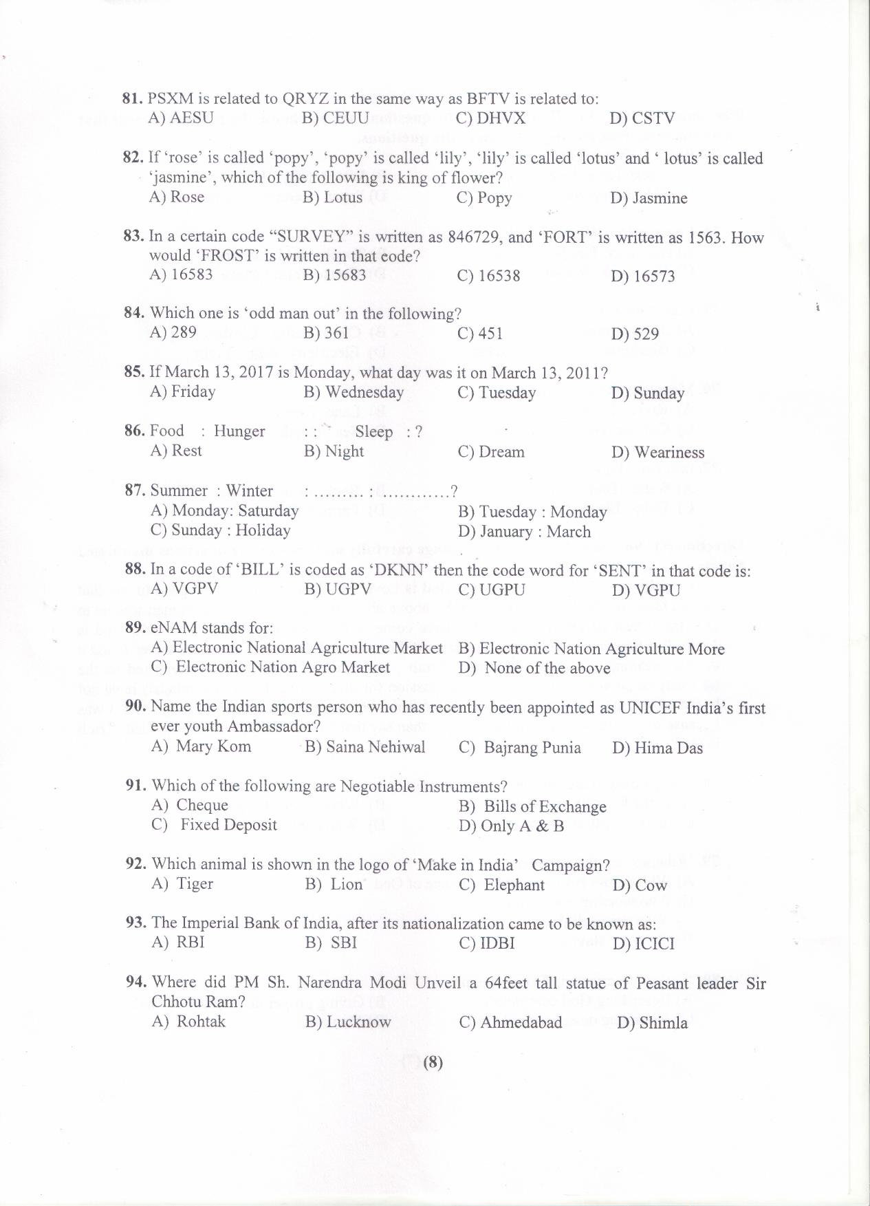 PU MET 2019 Question Booklet with Key - Page 9