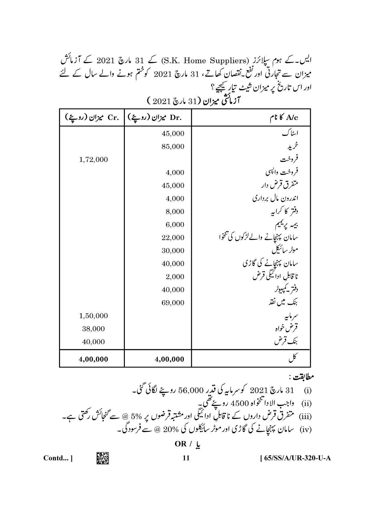 NIOS 2023 Class 12 Urdu (Accountancy) Question Paper - Page 11