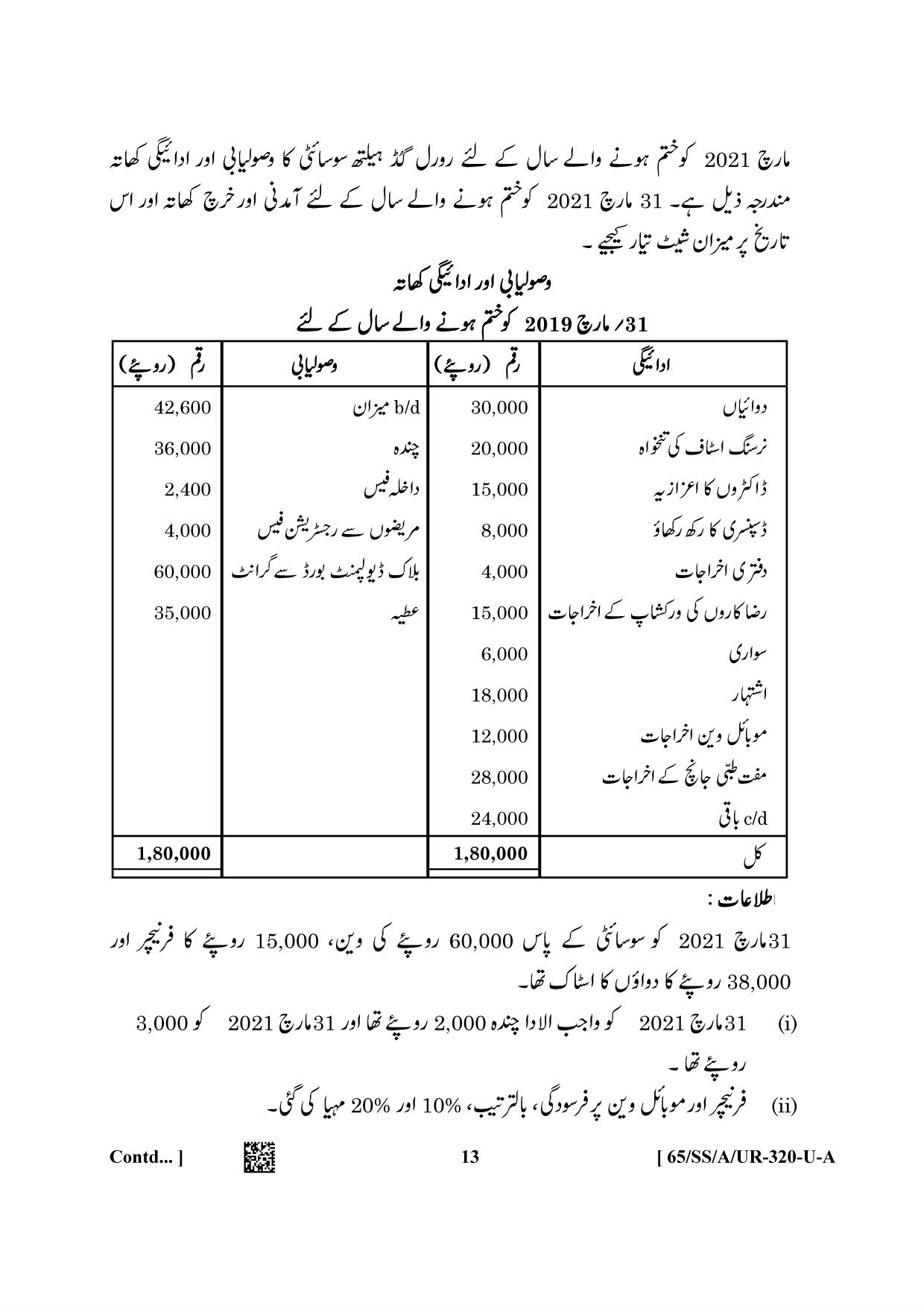 NIOS 2023 Class 12 Urdu (Accountancy) Question Paper - Page 13