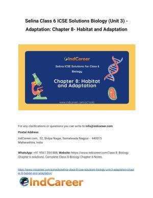 Selina Class 6 ICSE Solutions Biology (Unit 3) - Adaptation: Chapter 8- Habitat and Adaptation
