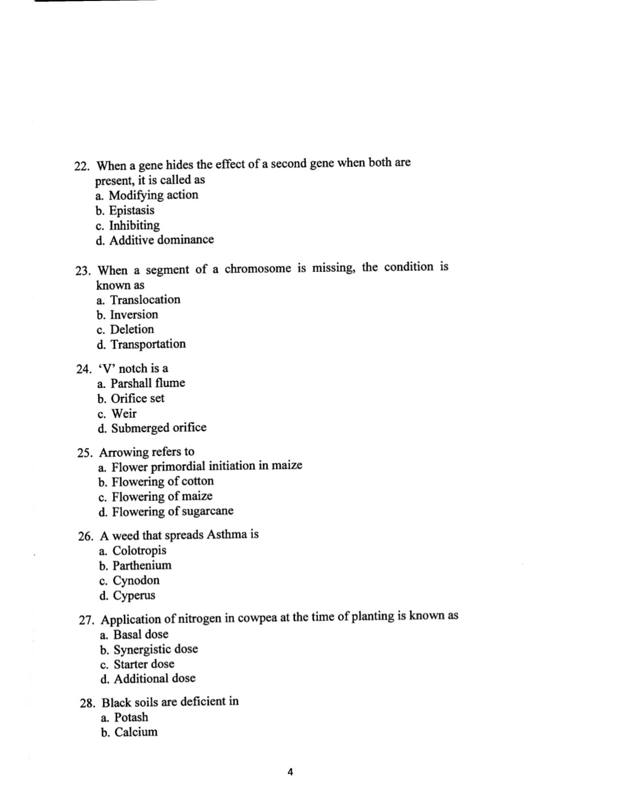 MCAER Ph.D. CET Question Papers PDF for Agriculture - Page 4