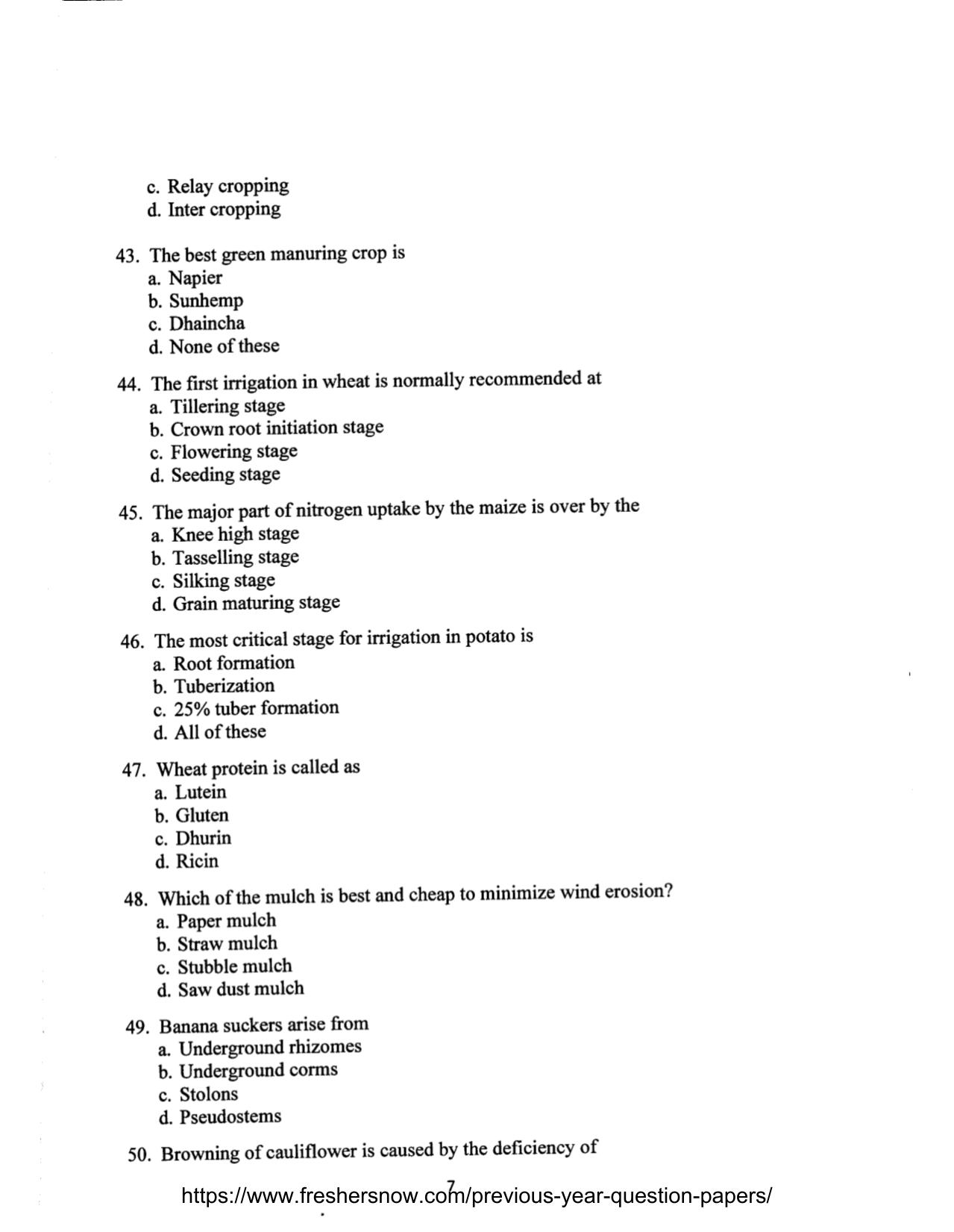 MCAER Ph.D. CET Question Papers PDF for Agriculture - Page 7